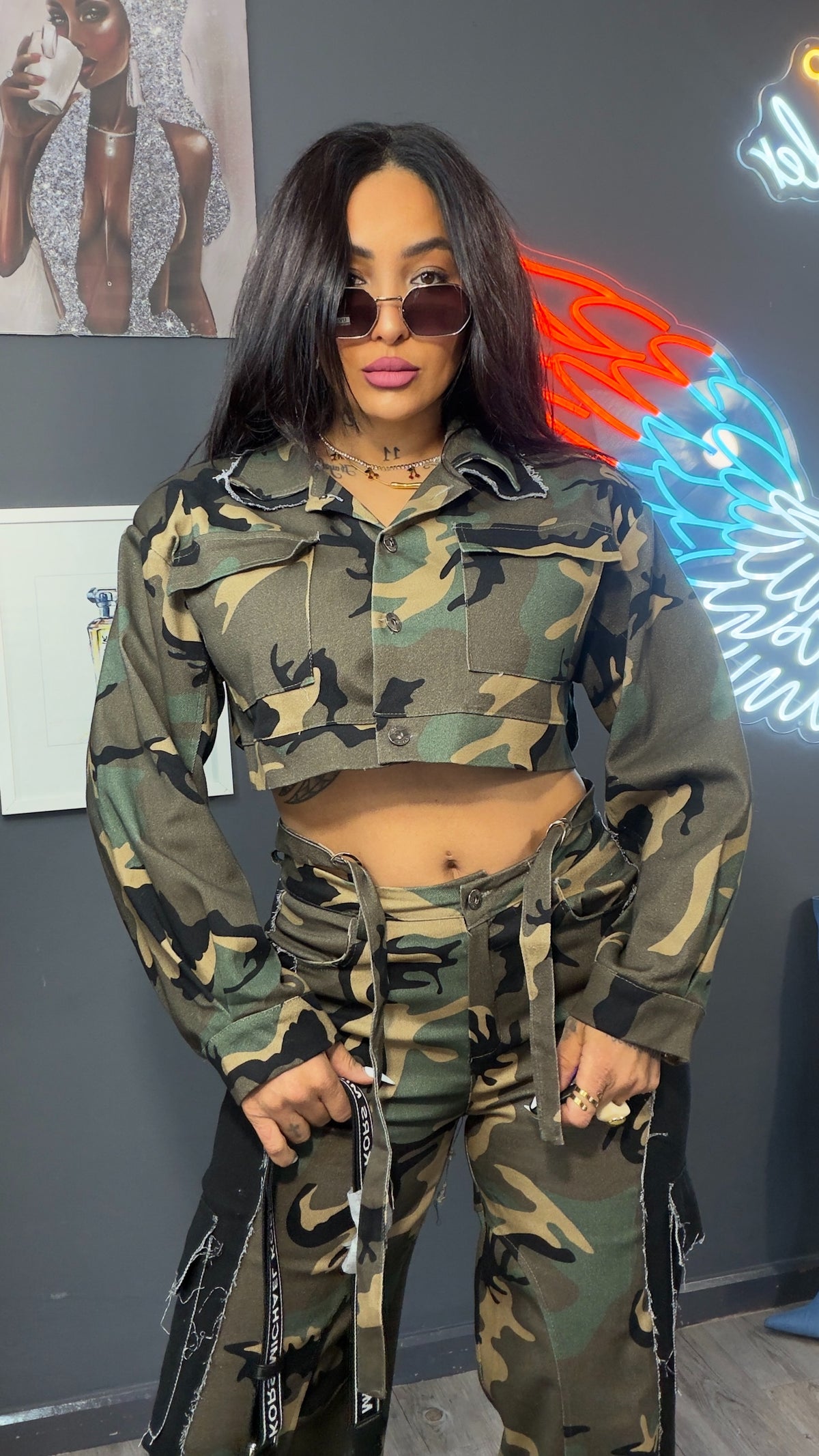 Conjunto militar extrem fashion