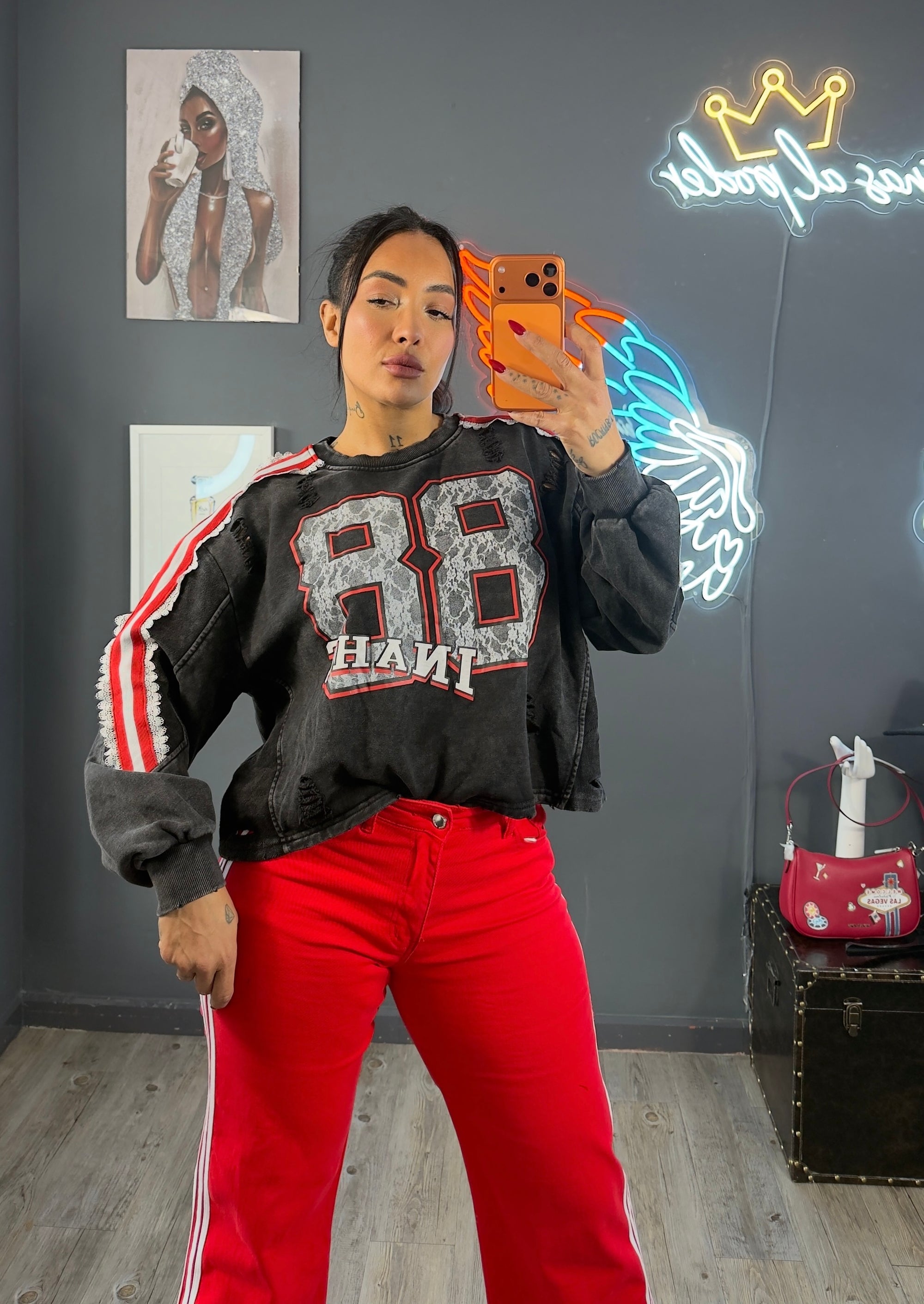 Sudadera, encaje rota