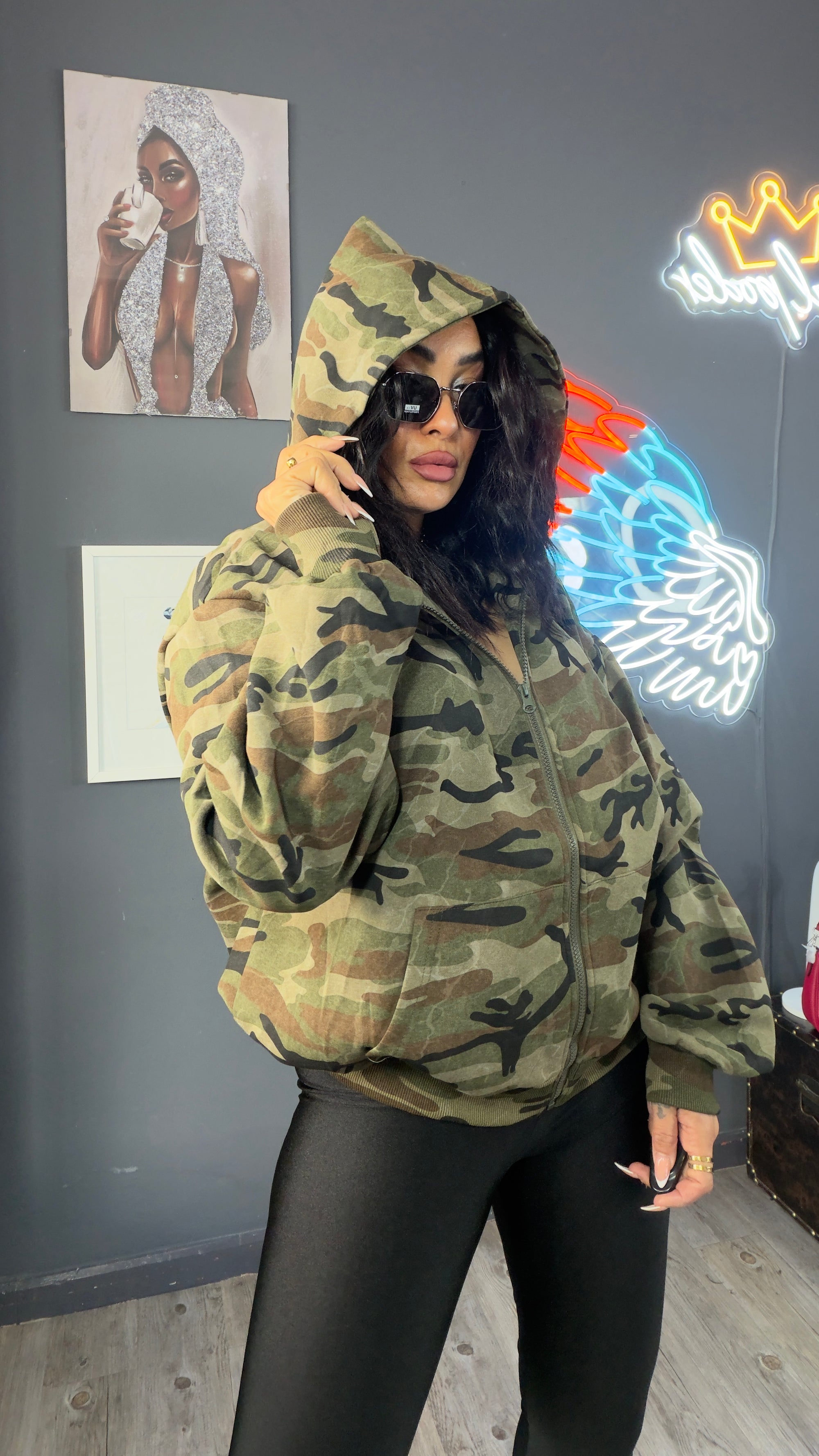 Sudadera algodón camuflaje, térmica, algodón premium