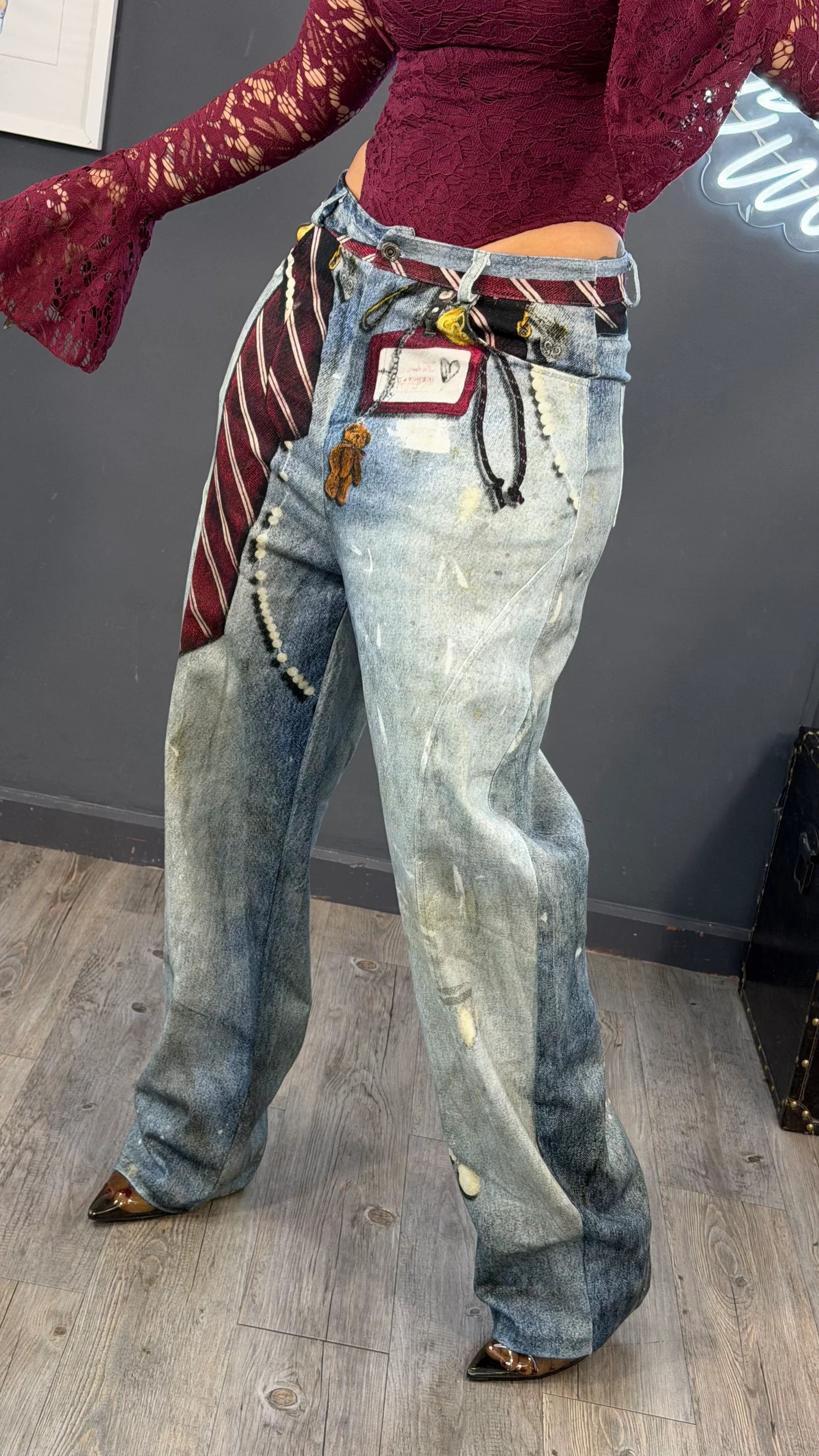 Jeans 3D corbata