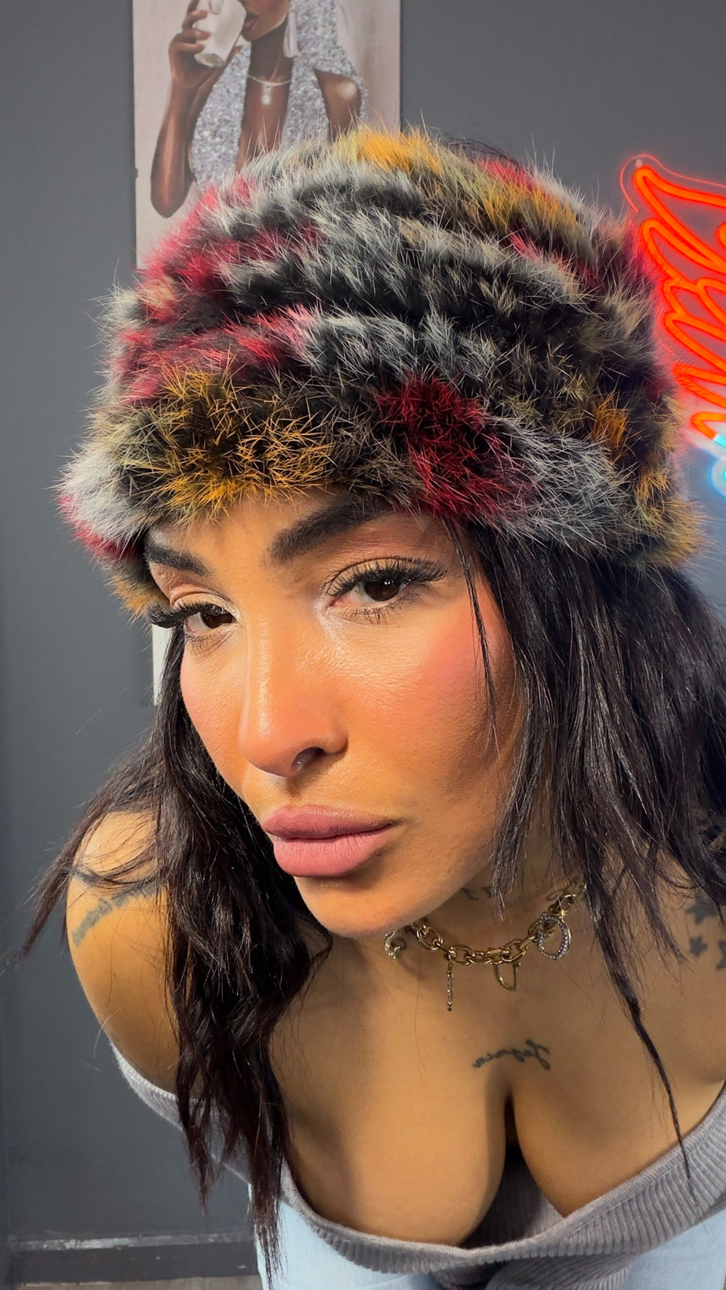 Diadema, pelo, conejo, premium, multicolor