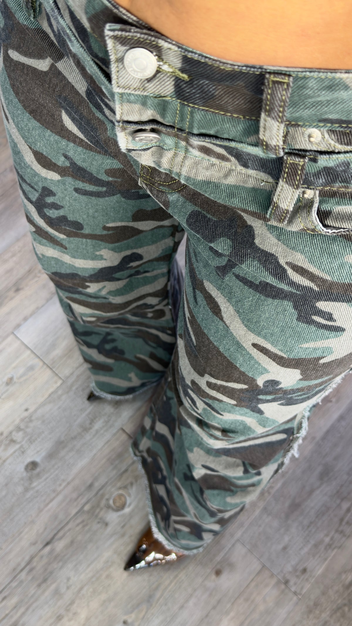 Jeans doble cintura militar