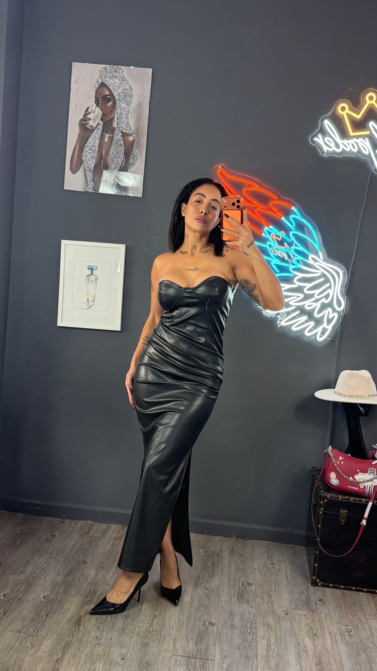 Vestido Silens cuero Corset