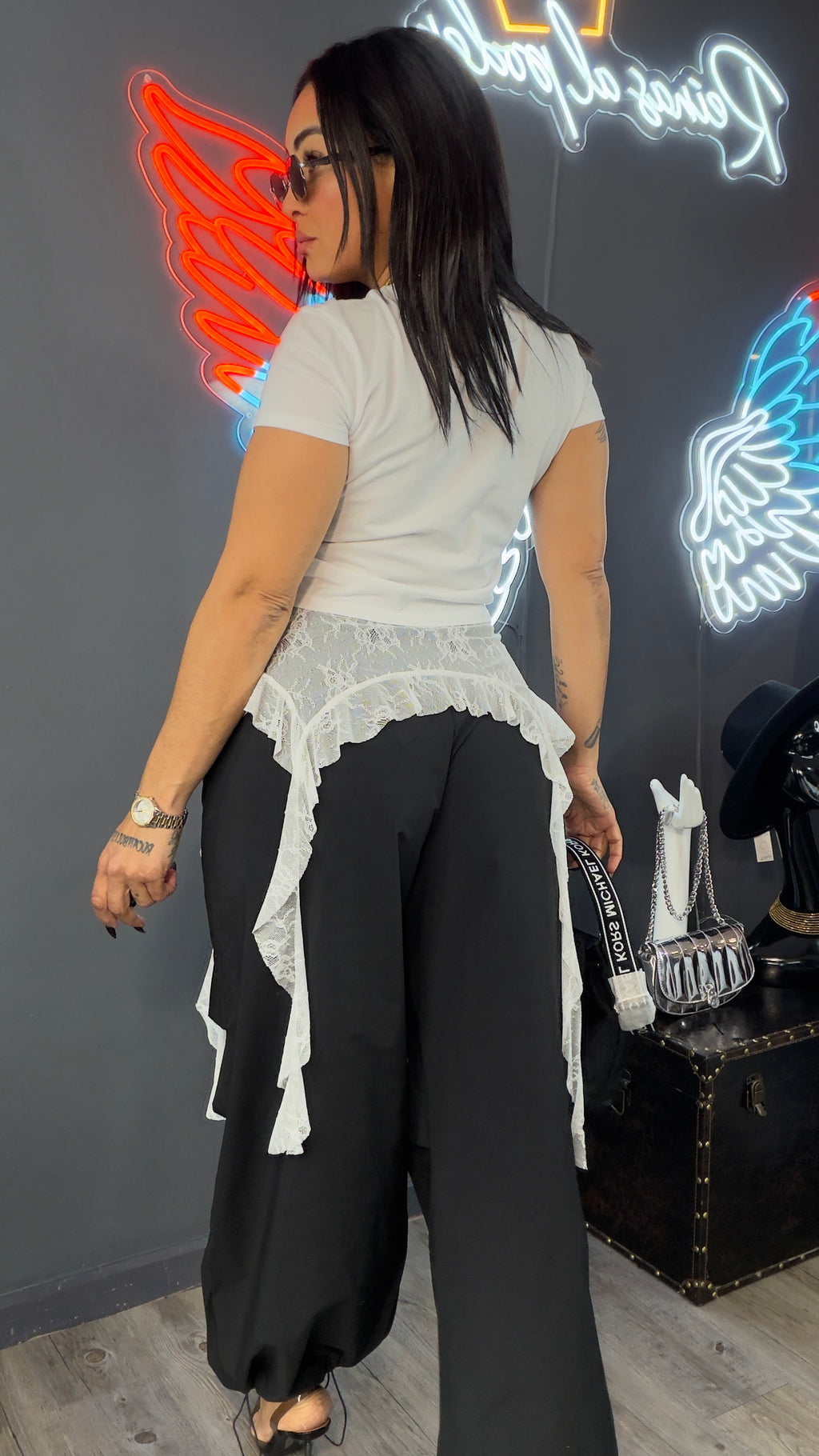 Pantalón Impermeable, detalle, encaje