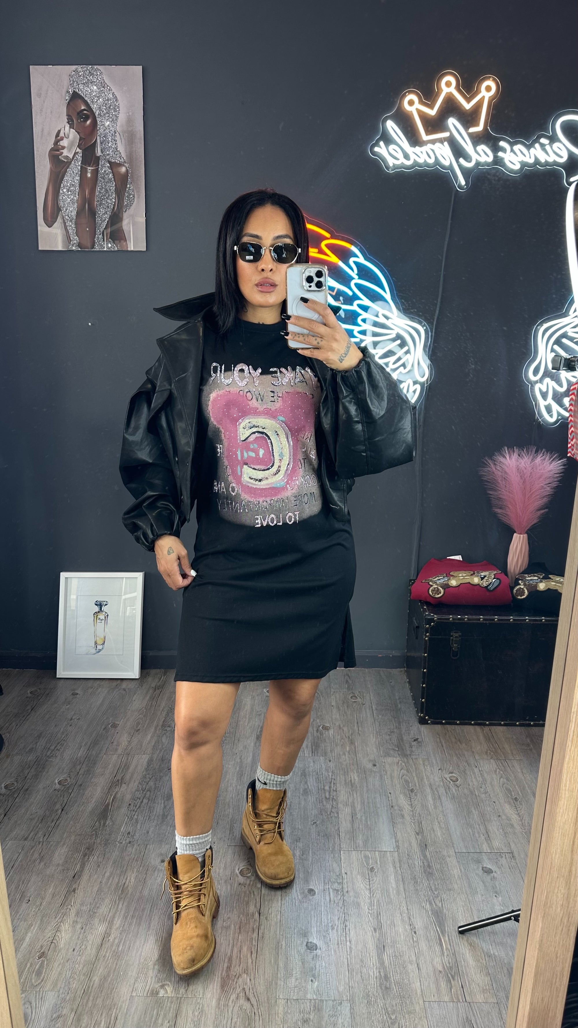 Camiseta over size brillo