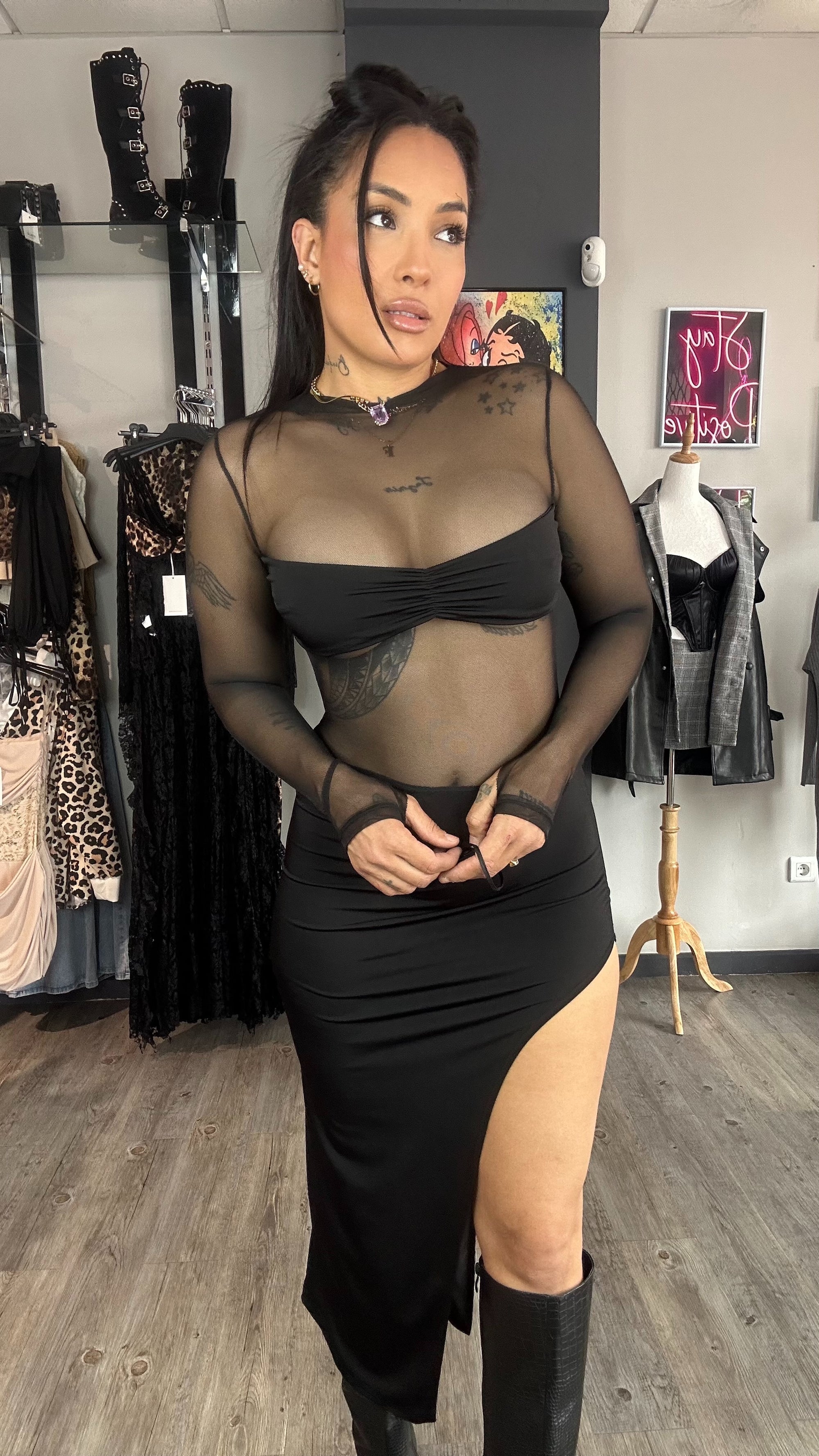 Vestido tull apertura