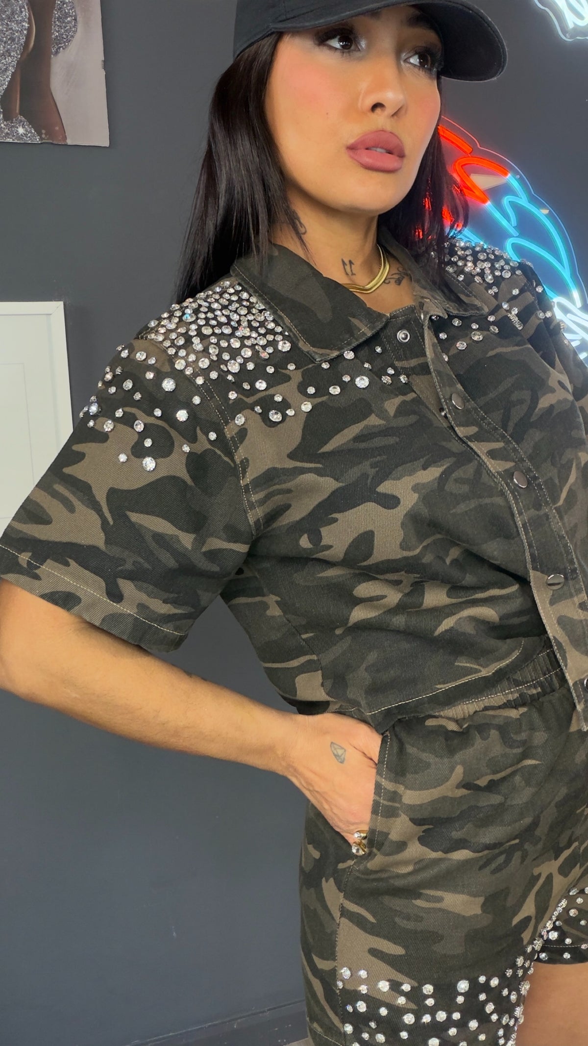 Conjunto militar premium, vaquero brillo