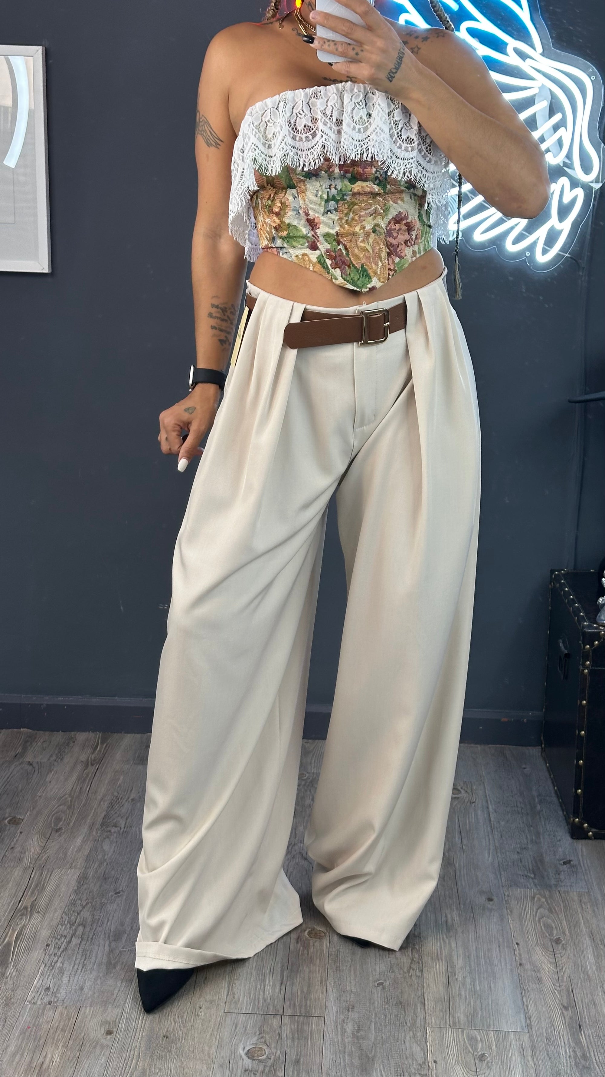 Pantalón fluido palazo premium