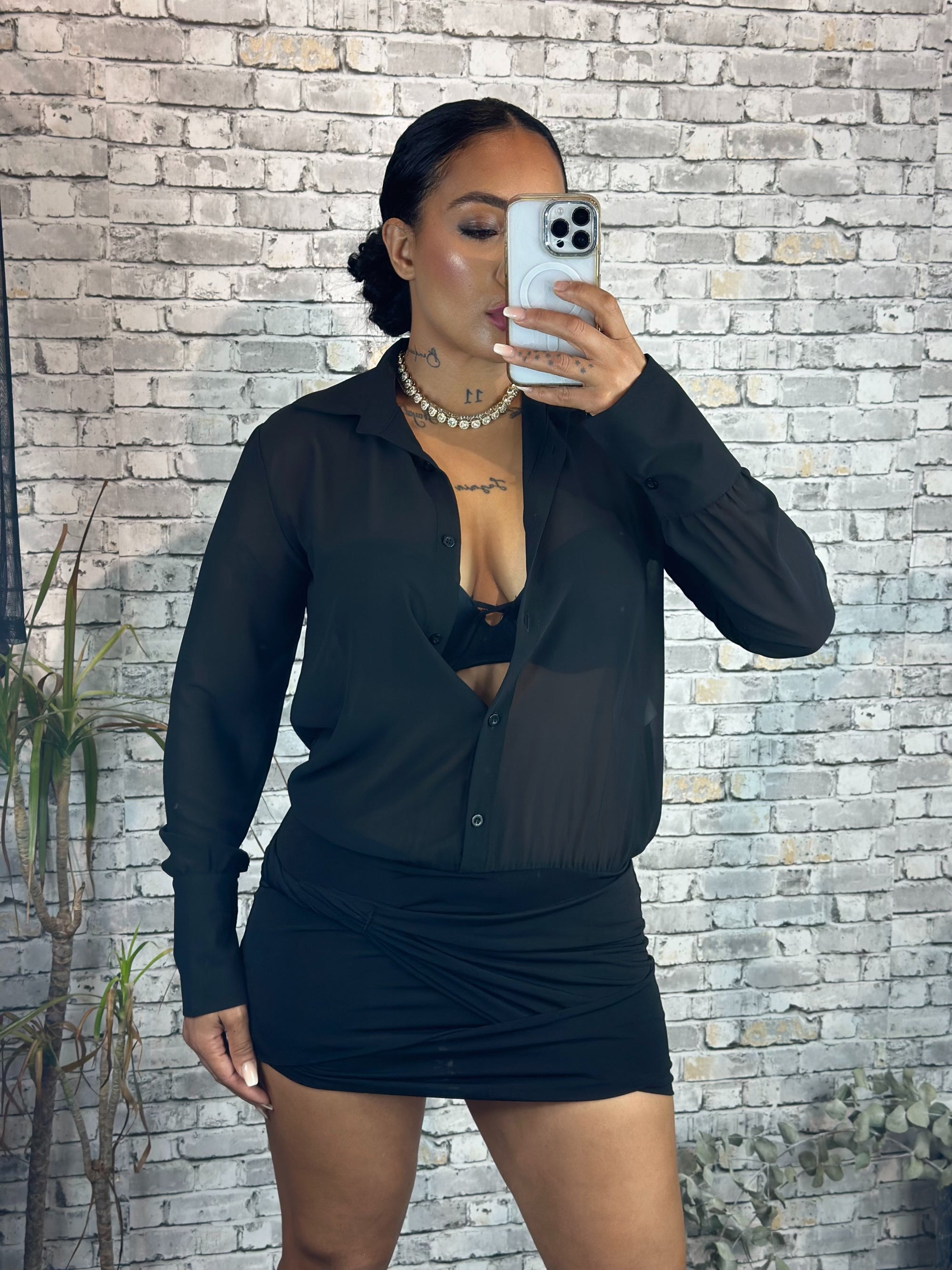 Vestido camisa tull