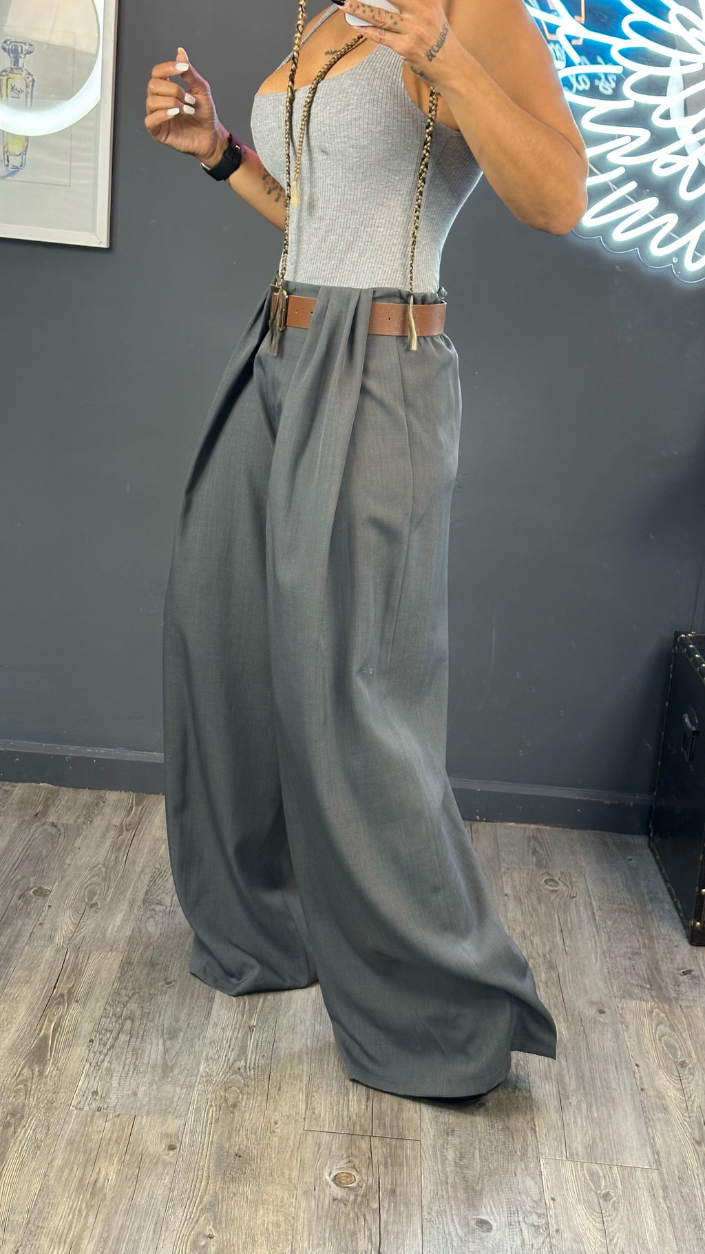 Pantalón fluido palazo premium