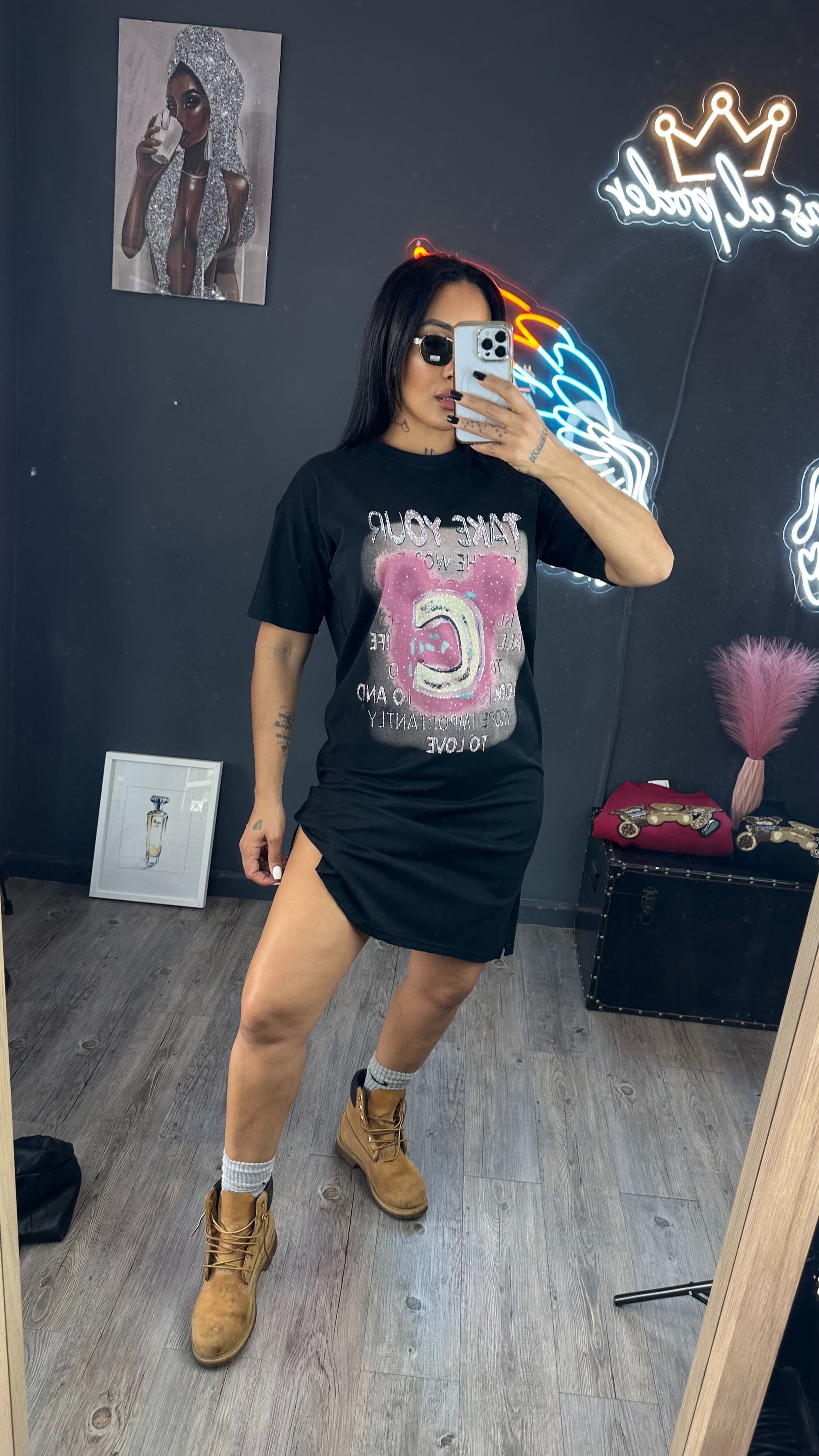 Camiseta over size brillo