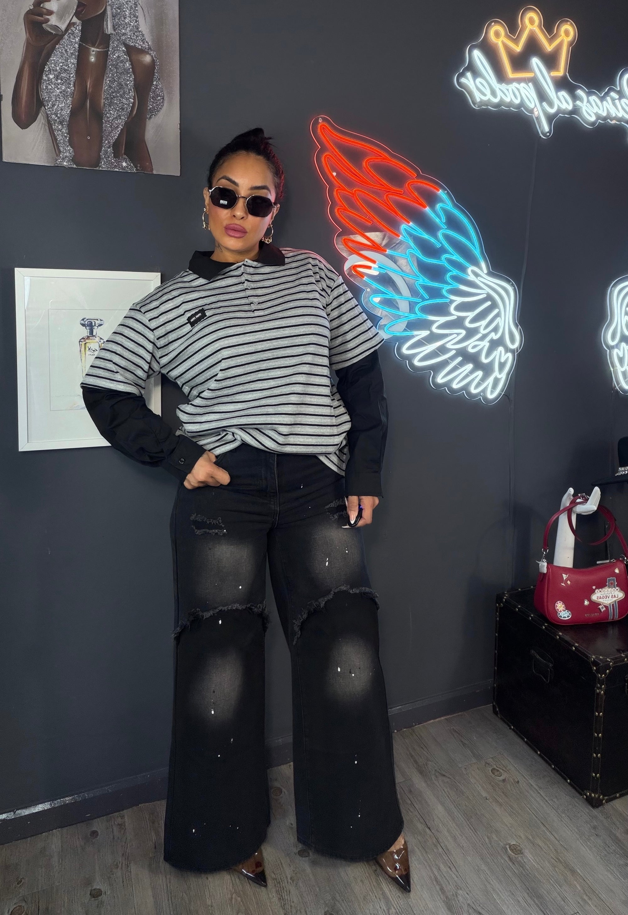 Polo franela con mangas tela de camisa