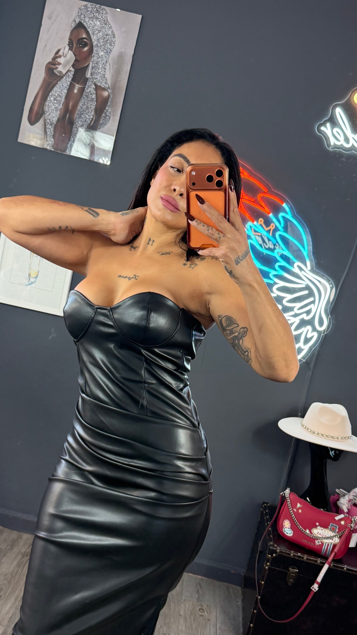 Vestido Silens cuero Corset