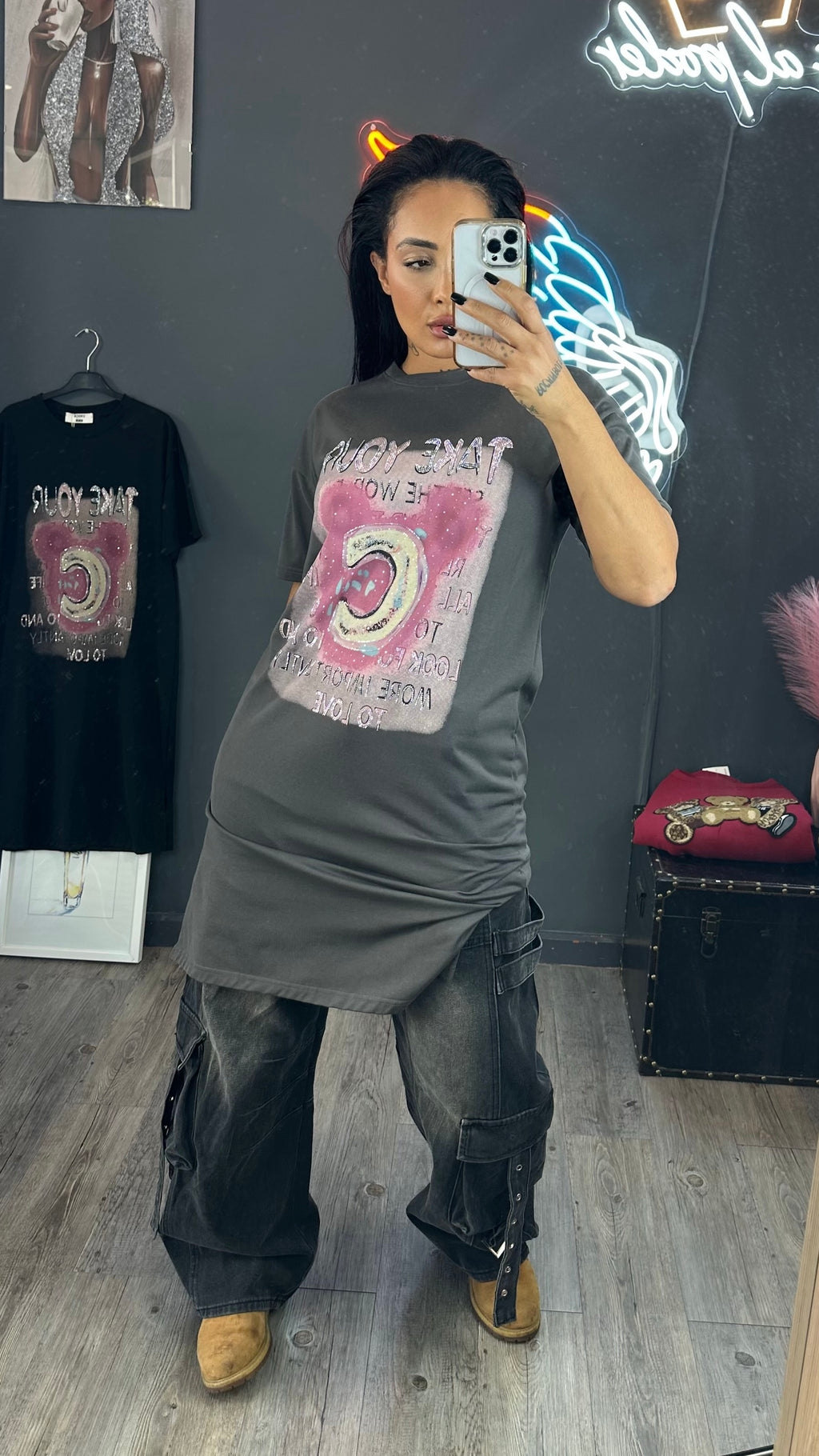 Camiseta over size brillo