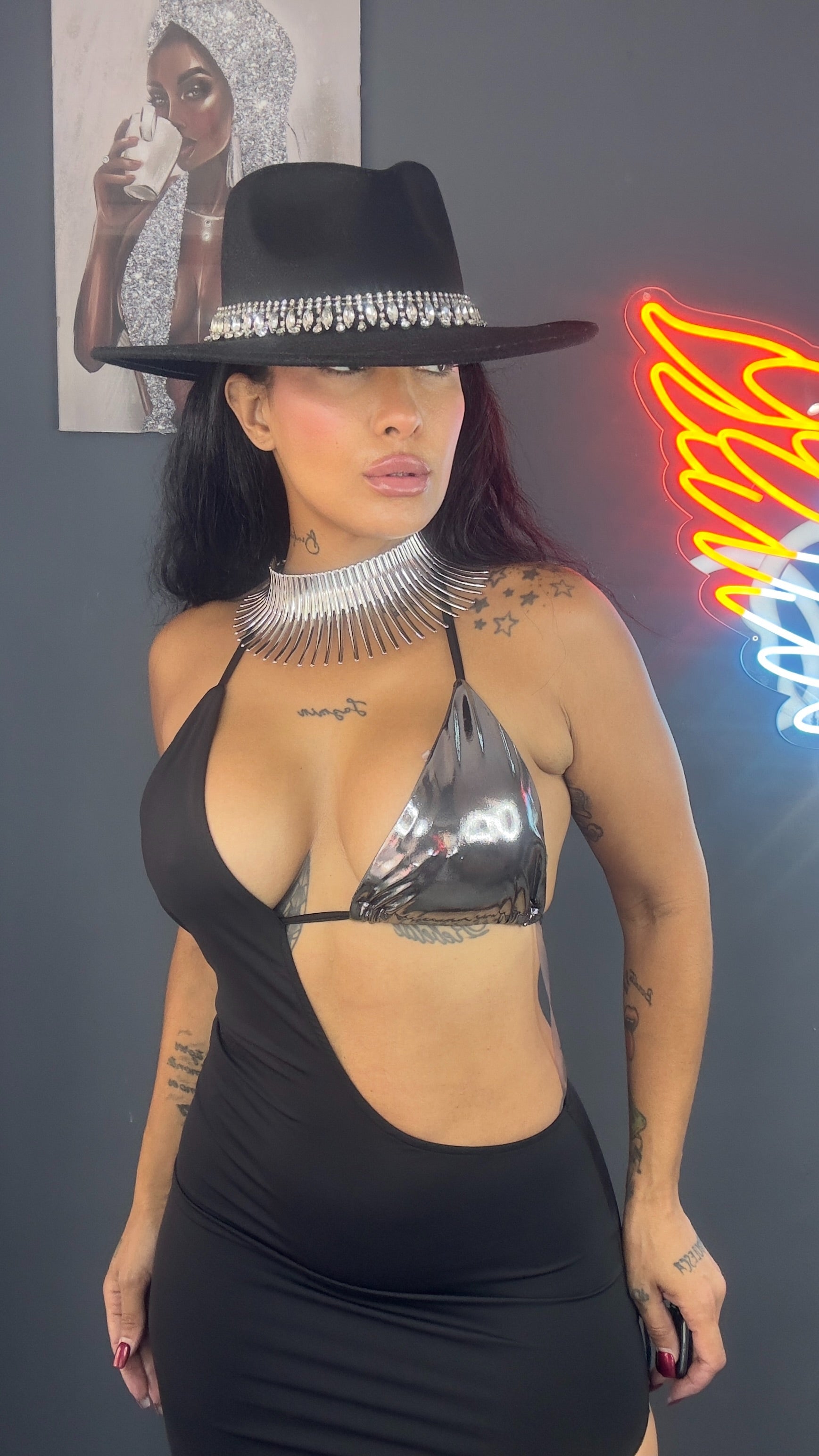 Vestido mix plata