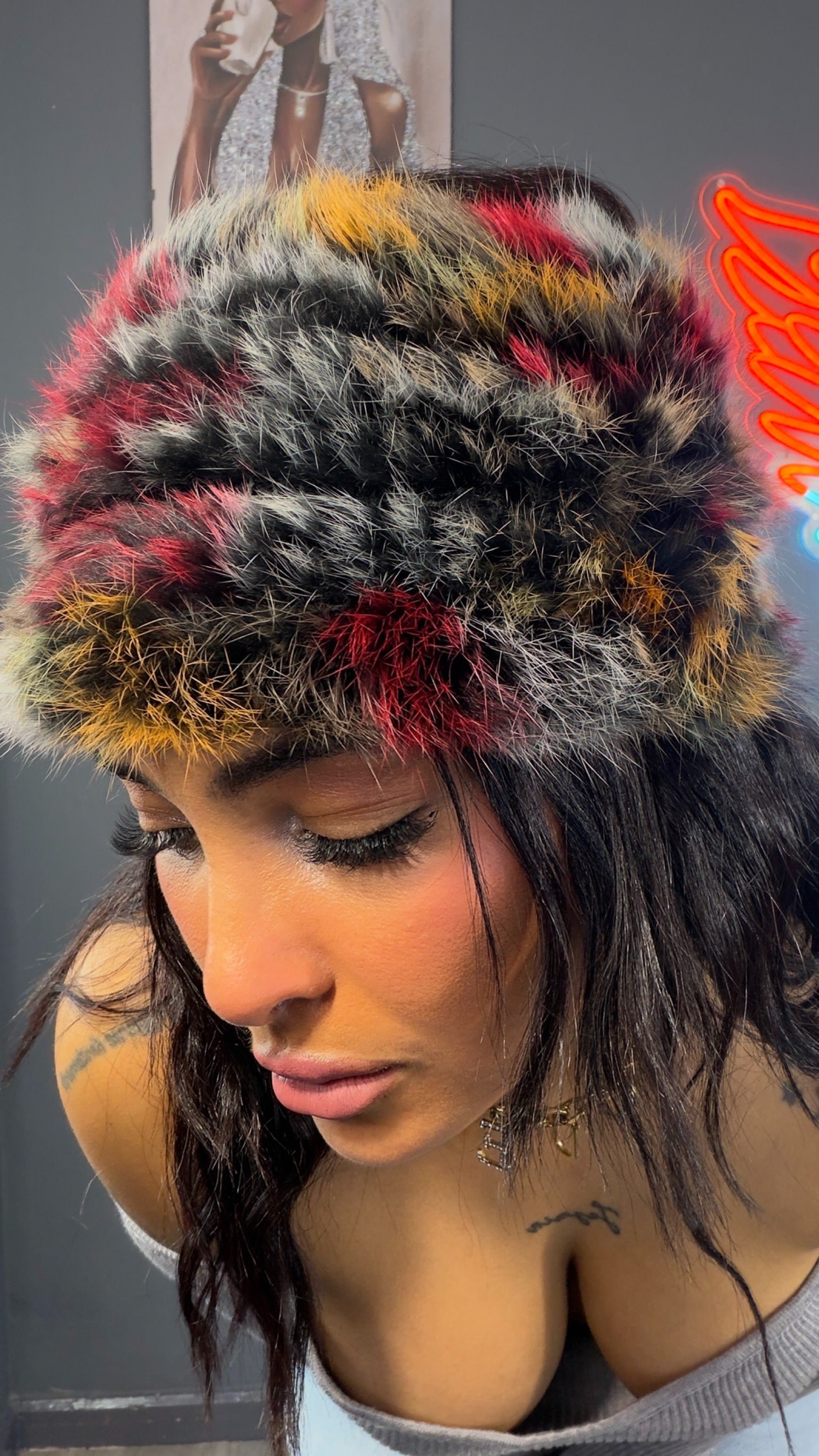 Diadema, pelo, conejo, premium, multicolor