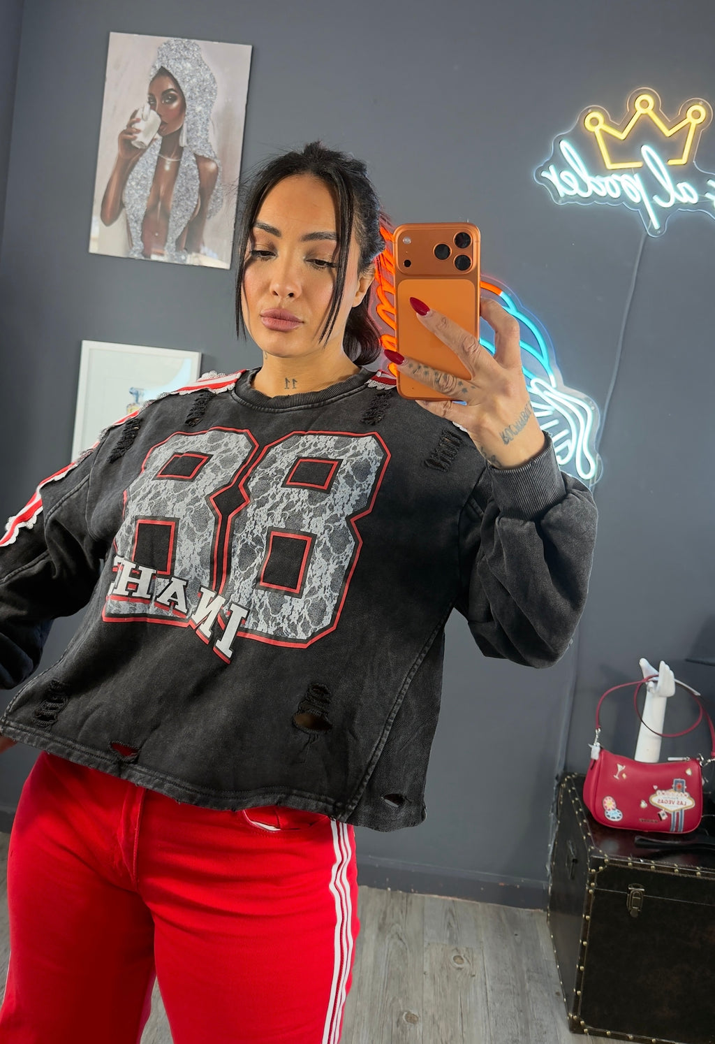 Sudadera, encaje rota