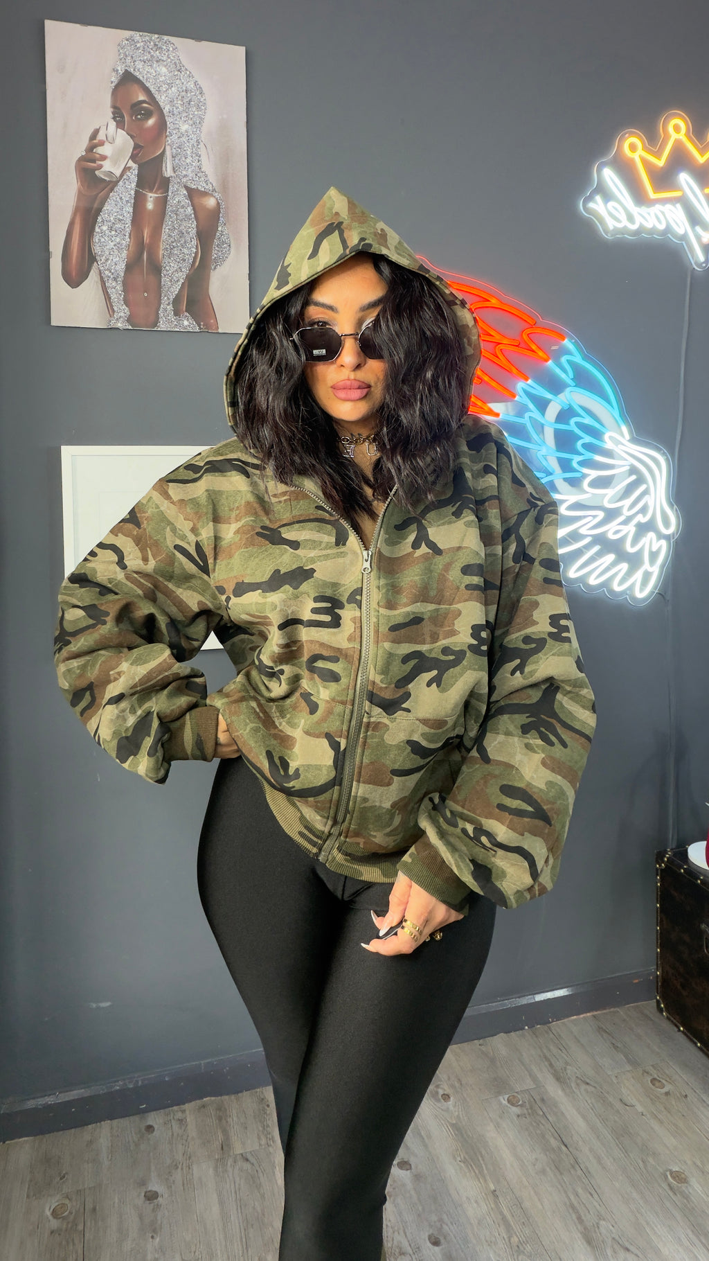 Sudadera algodón camuflaje, térmica, algodón premium