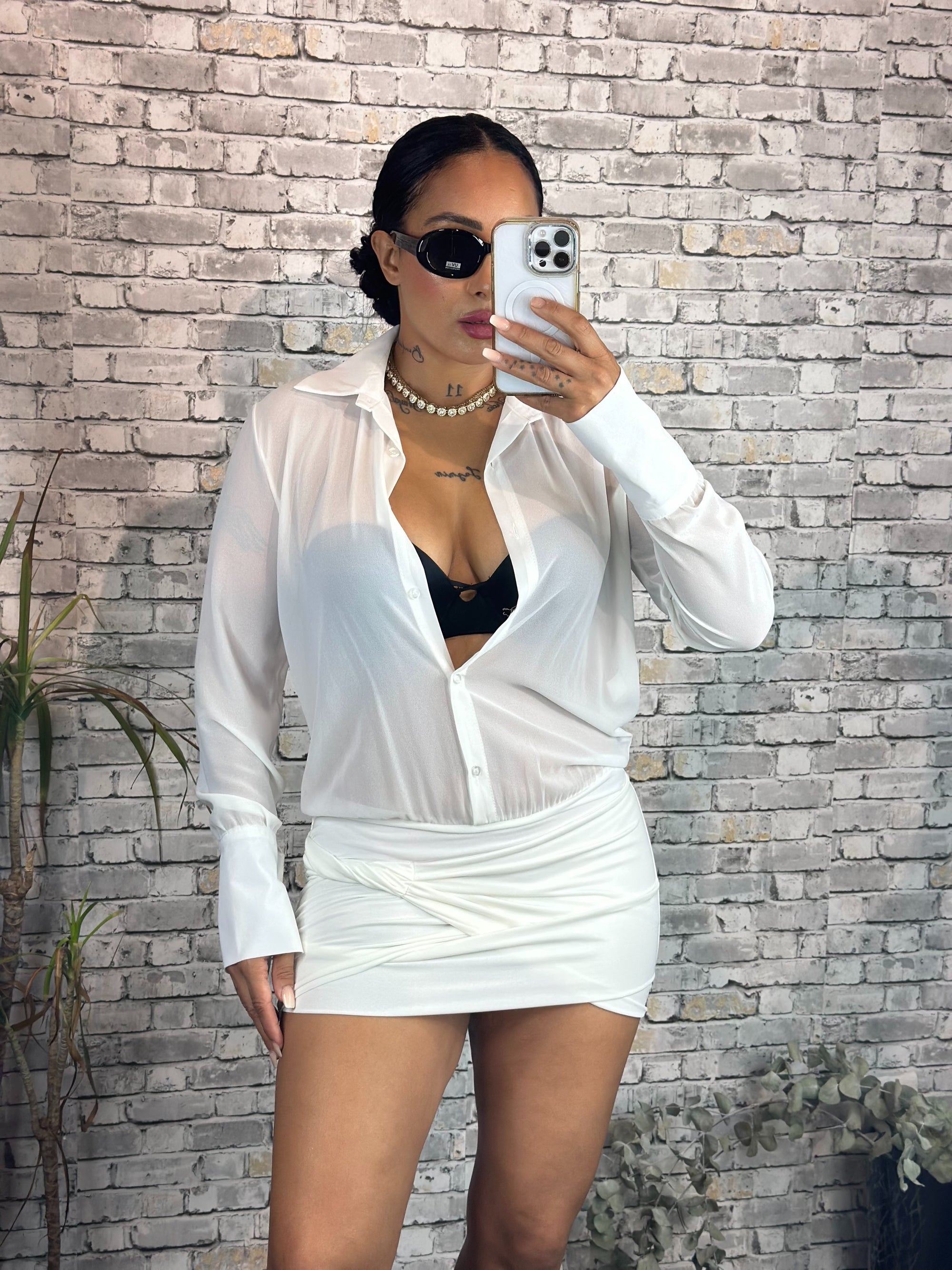 Vestido camisa tull