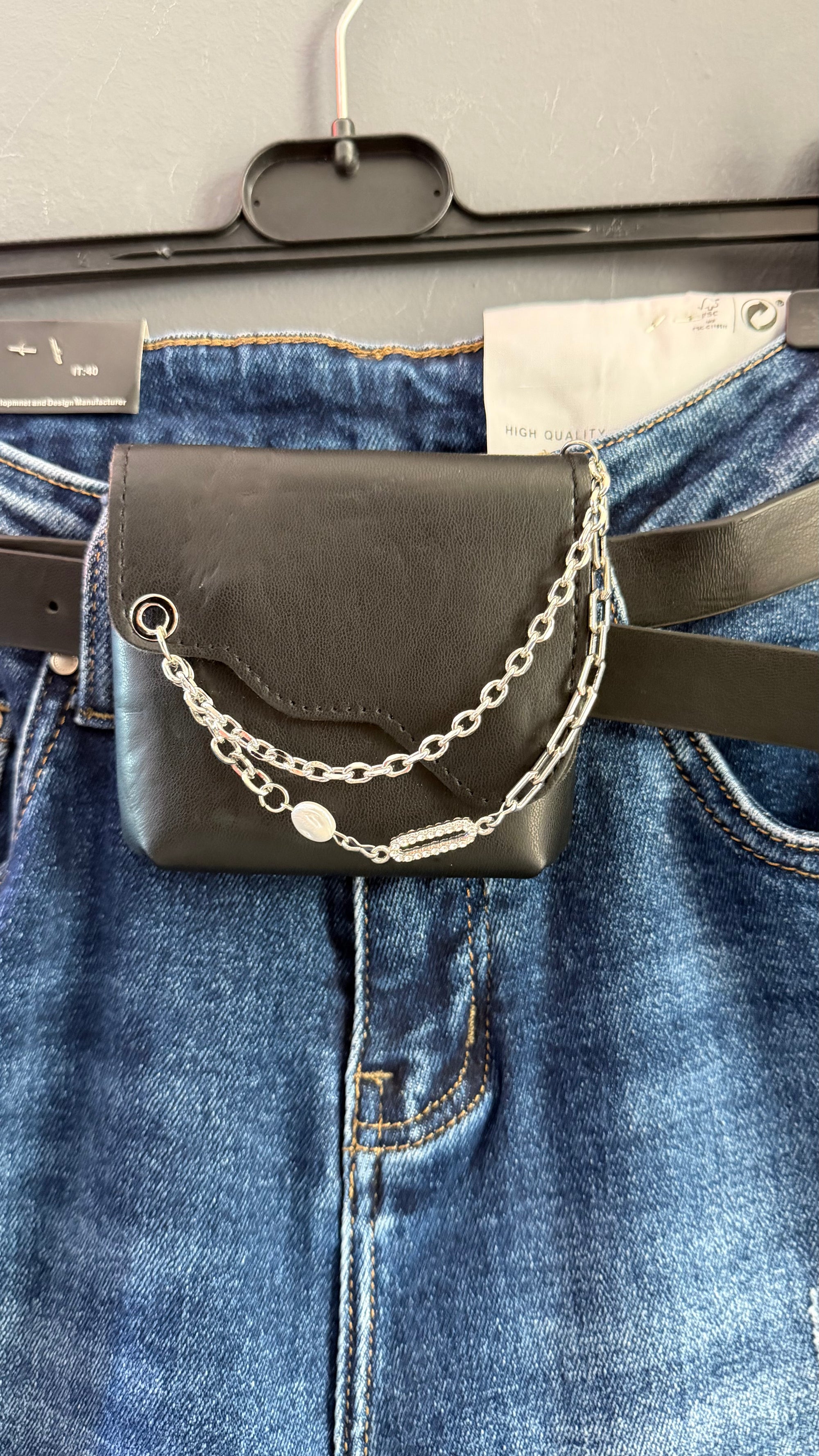 Jeans, tobillera, elástico, accesorio