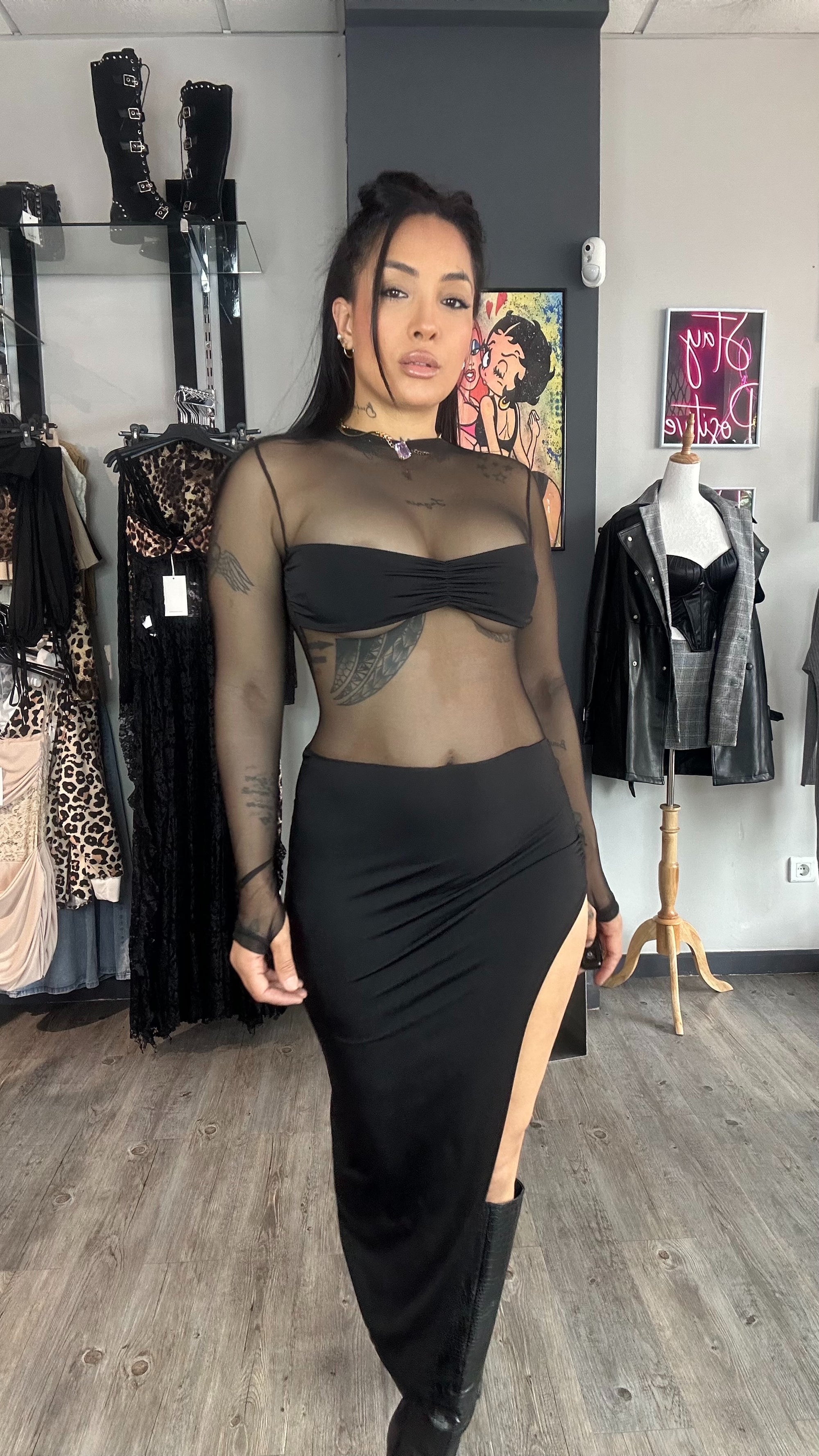 Vestido tull apertura