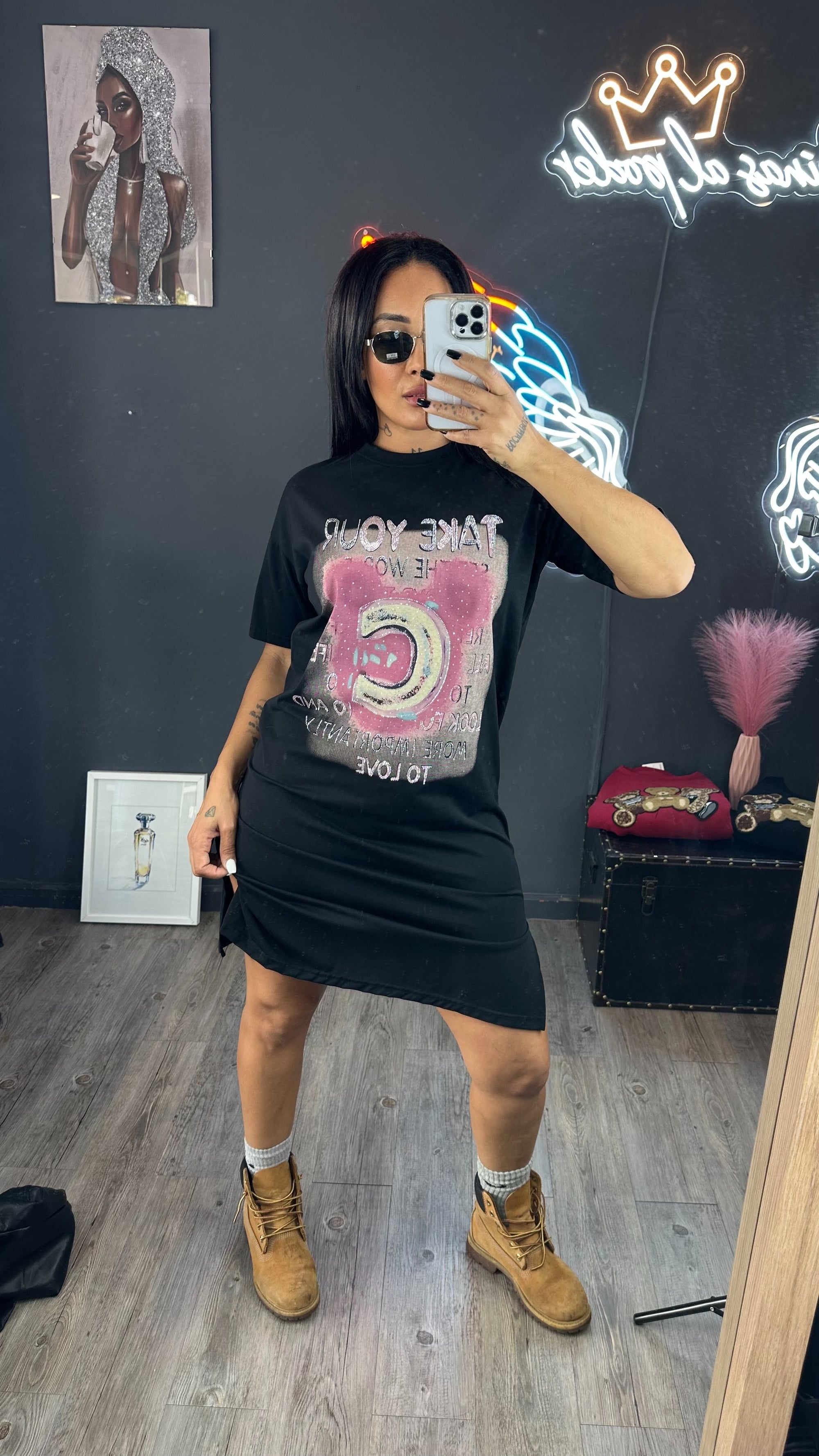 Camiseta over size brillo