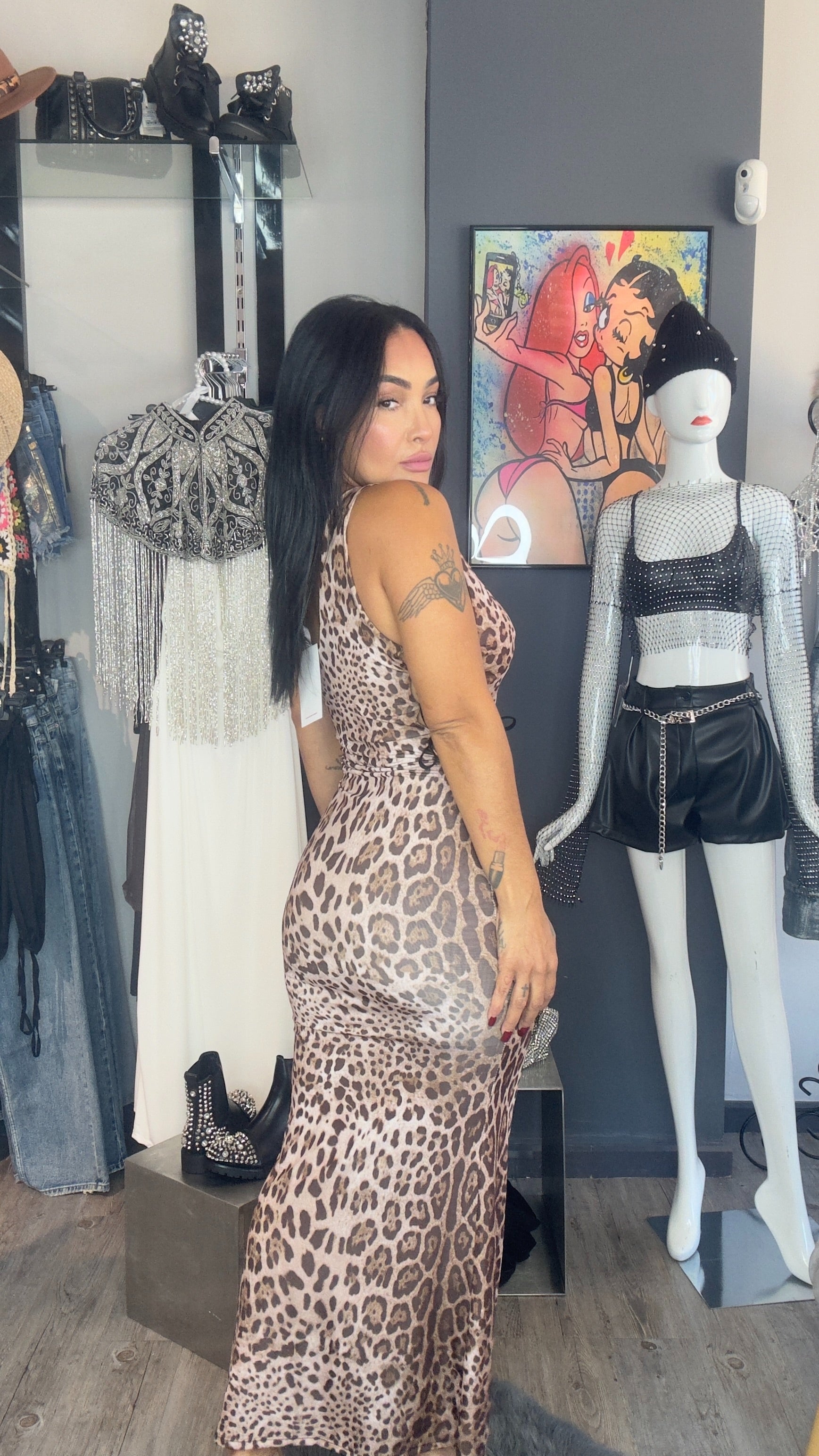 Vestido leopardo cuerdas