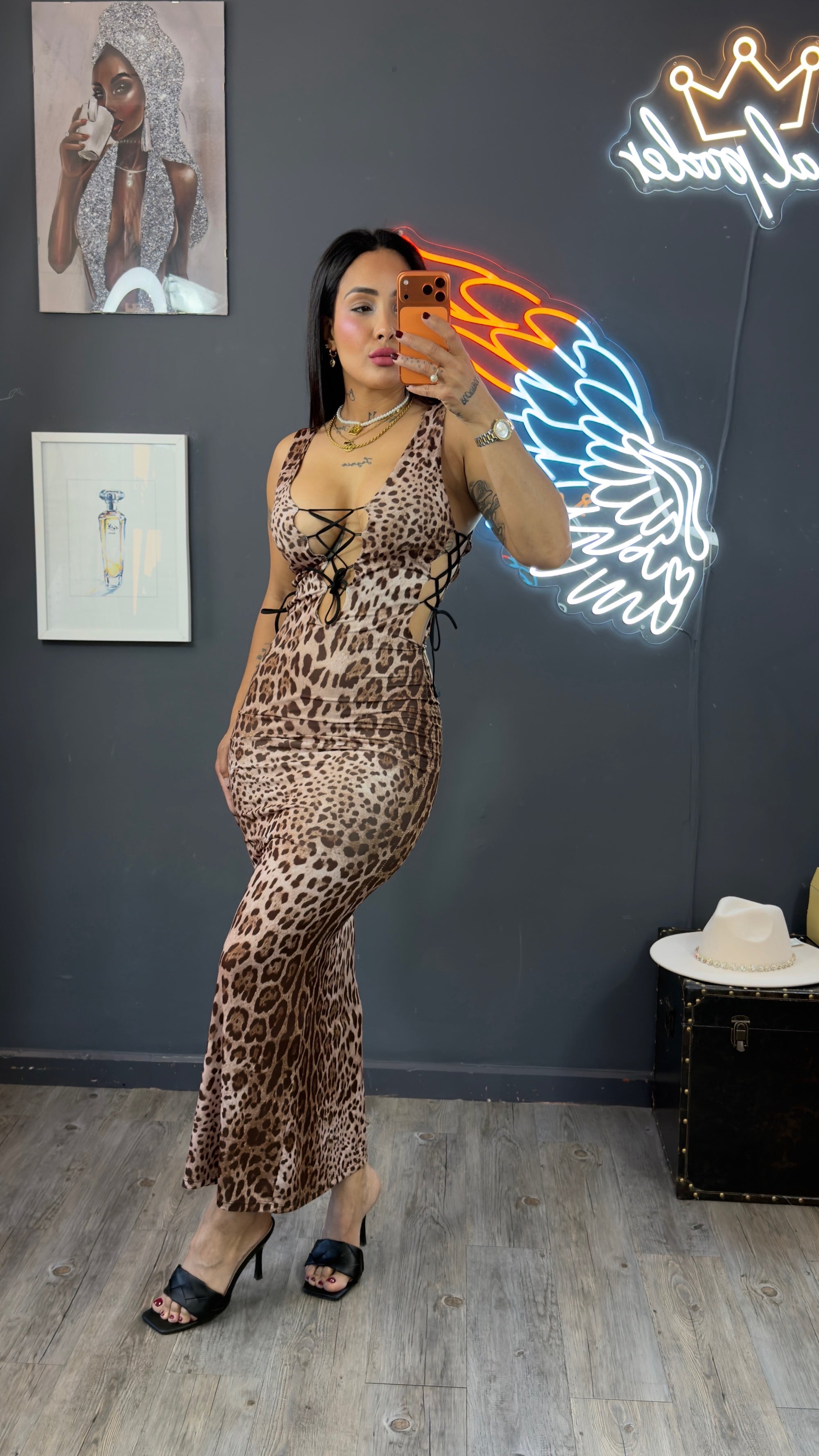 Vestido leopardo con forro: Cuerdas