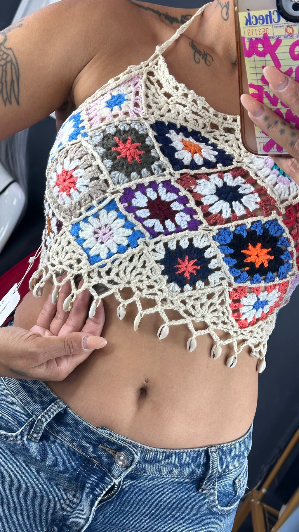 Top crochet conchas