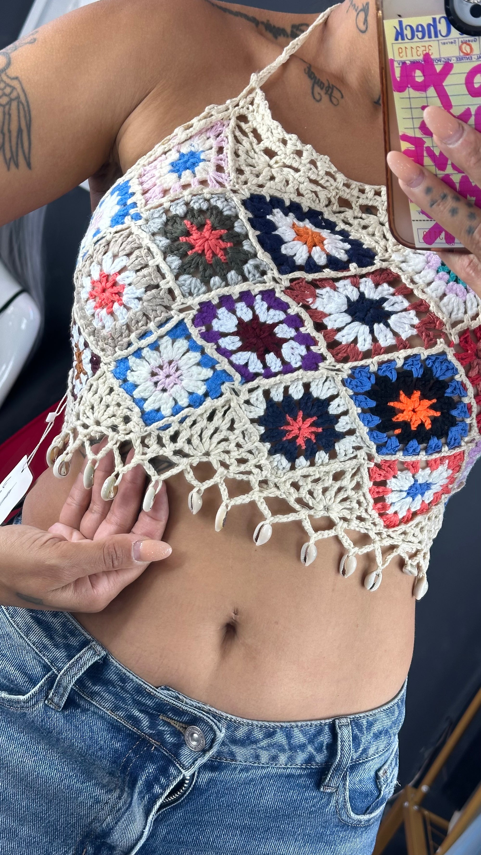 Top crochet conchas