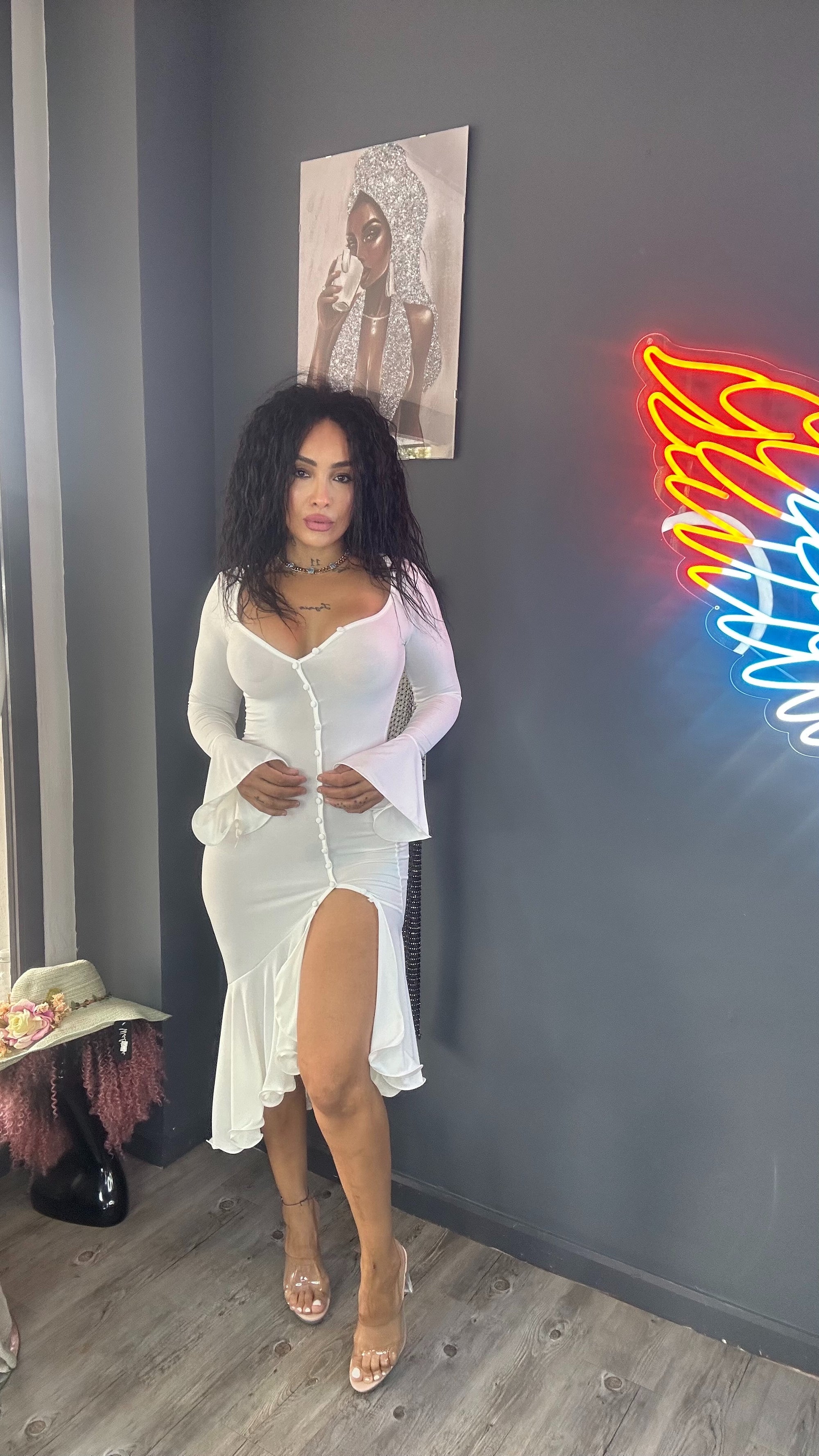Vestido pétalos mangas