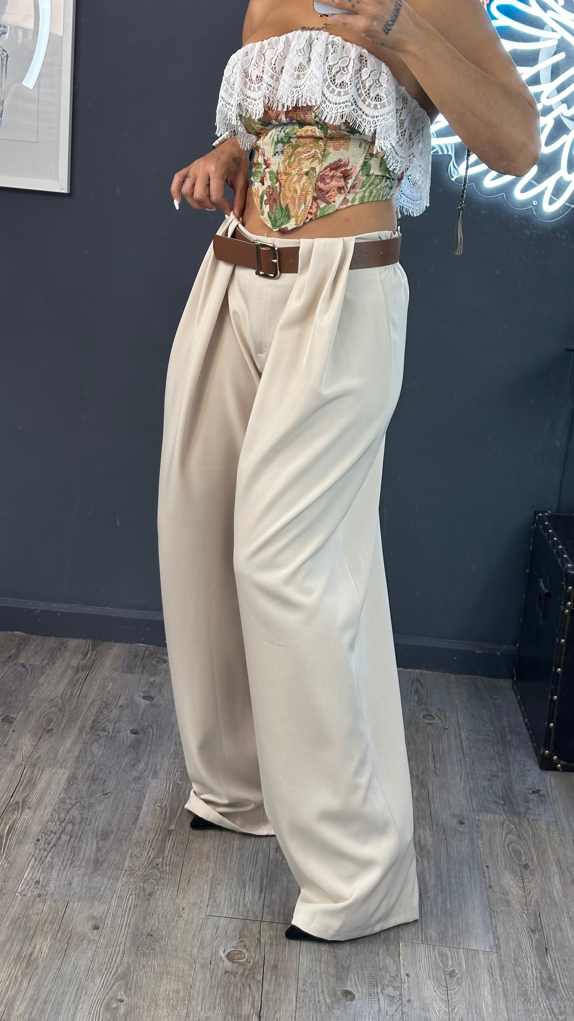 Pantalón fluido palazo premium