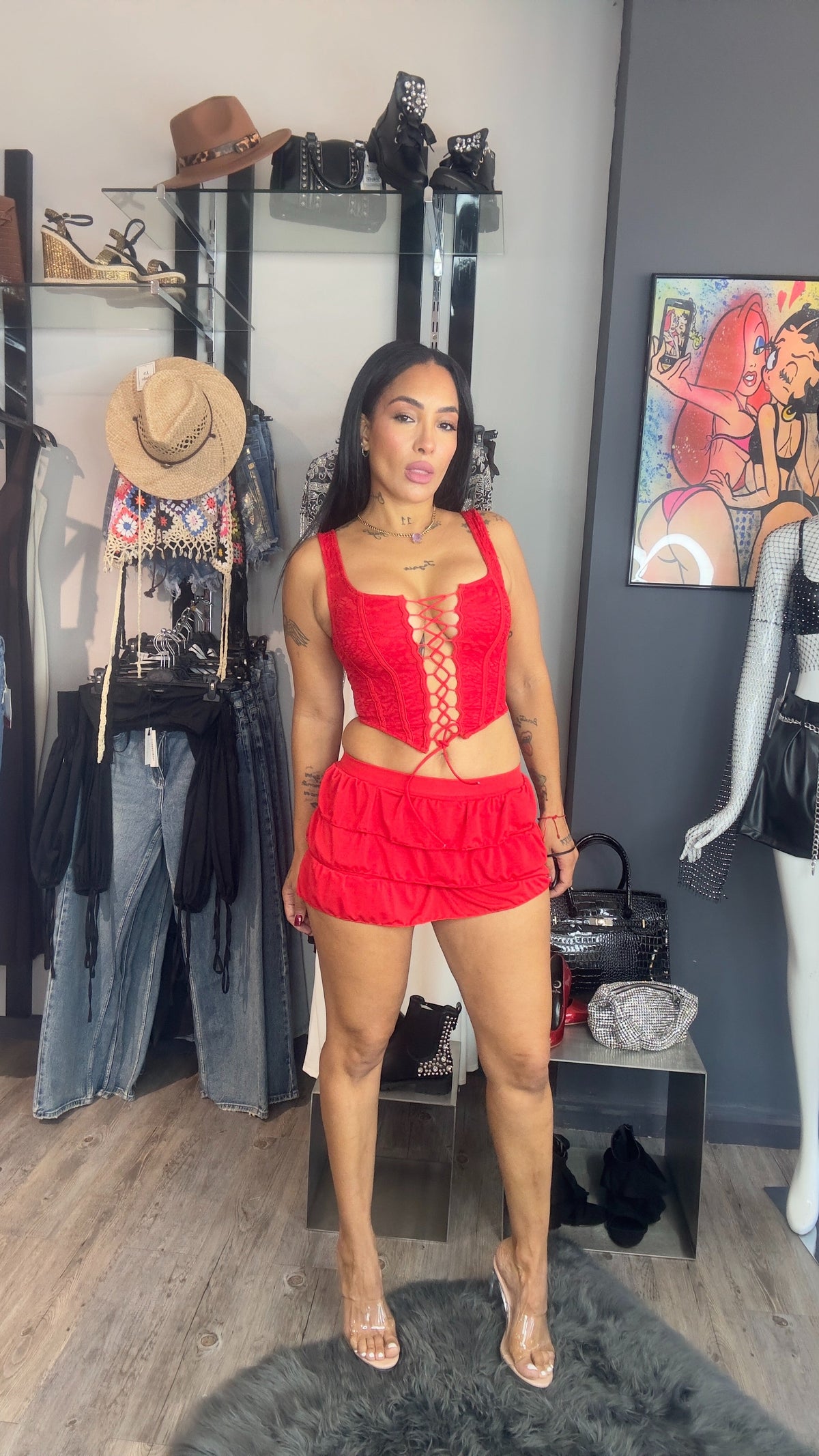 Conjunto corset encaje