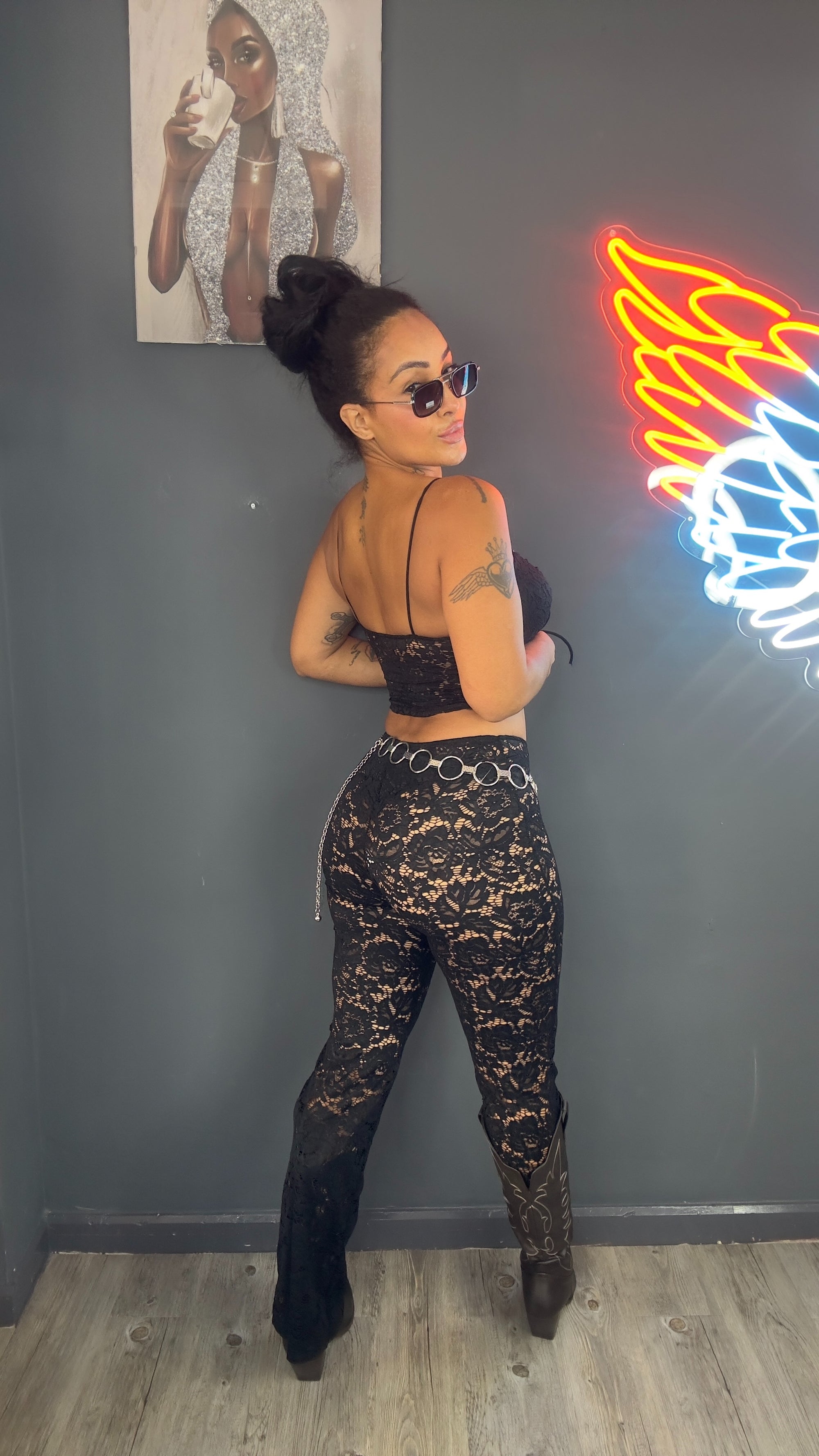 Conjunto encaje, pantalón