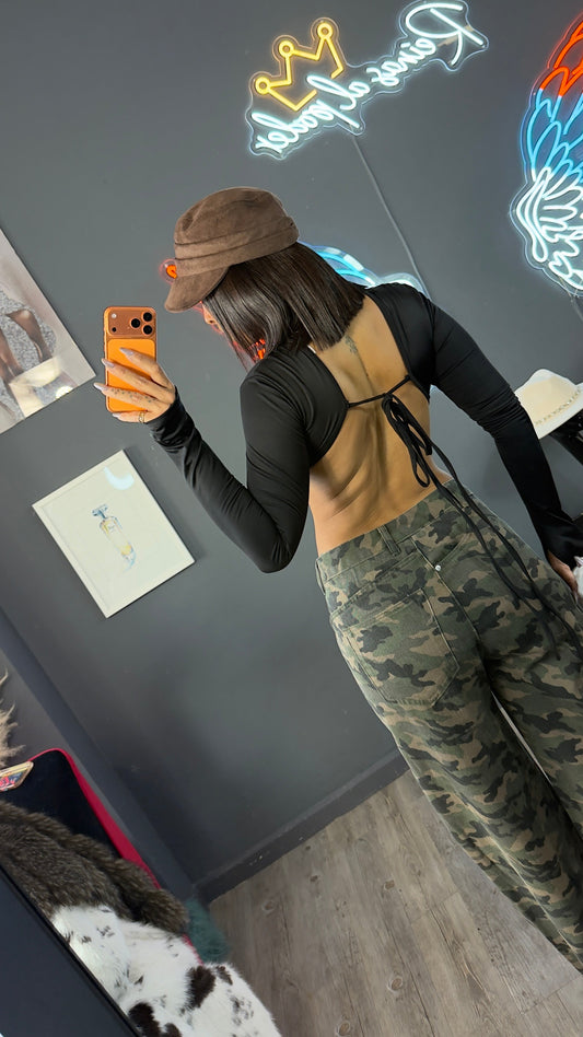 Top Crop manga guante