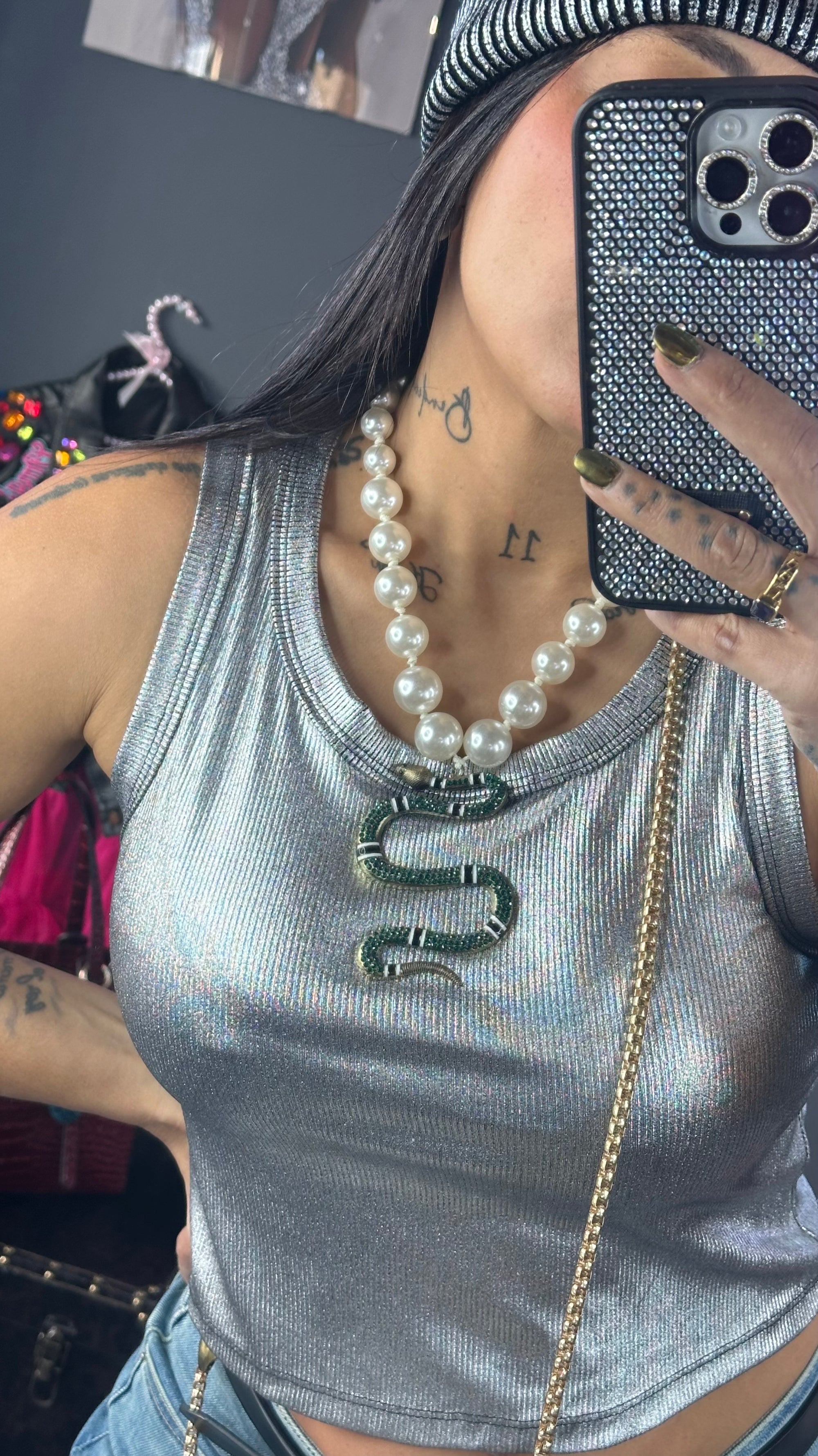 Collar perlas serpiente