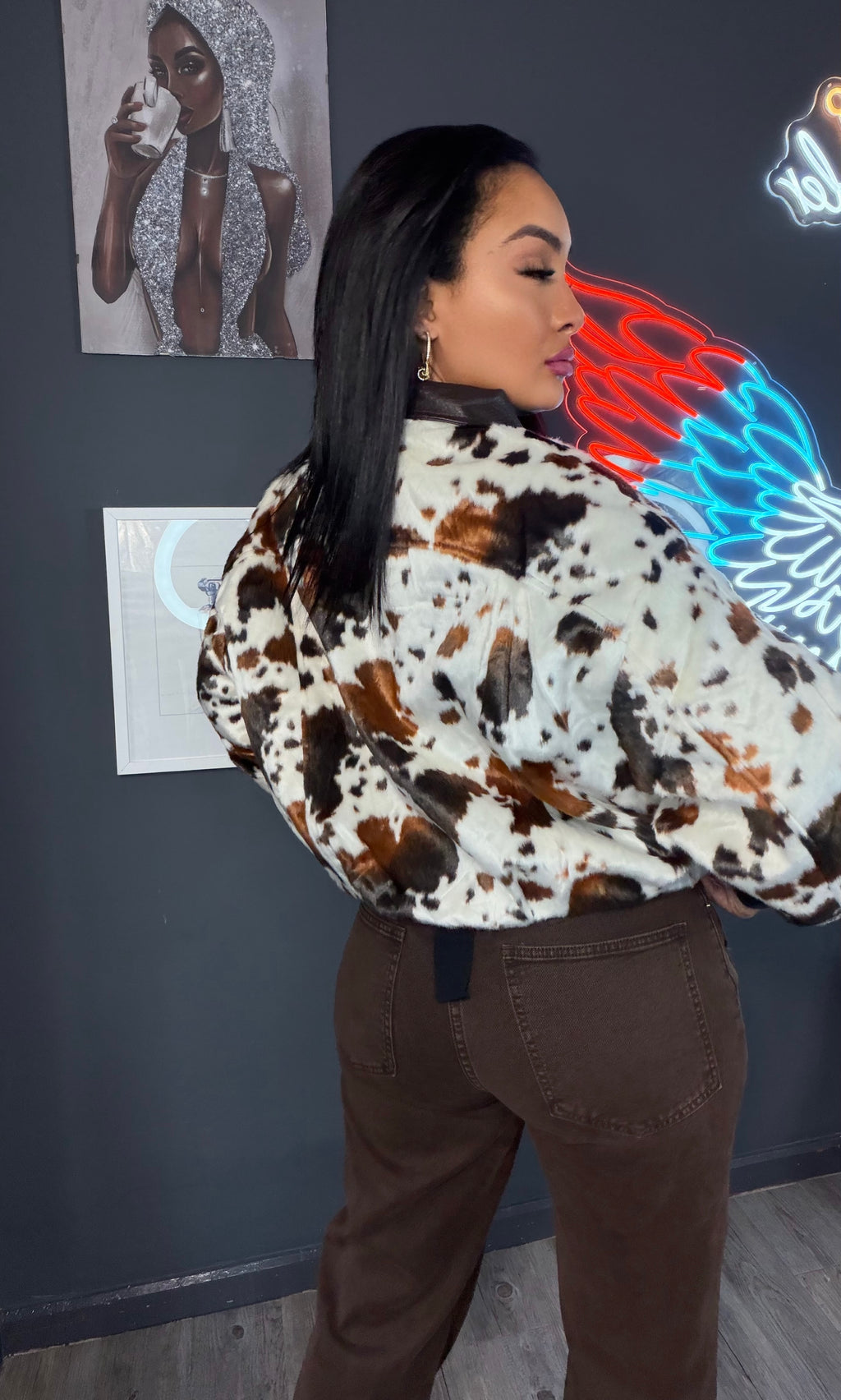 Chaqueta de pelo corto efecto potro premium ￼