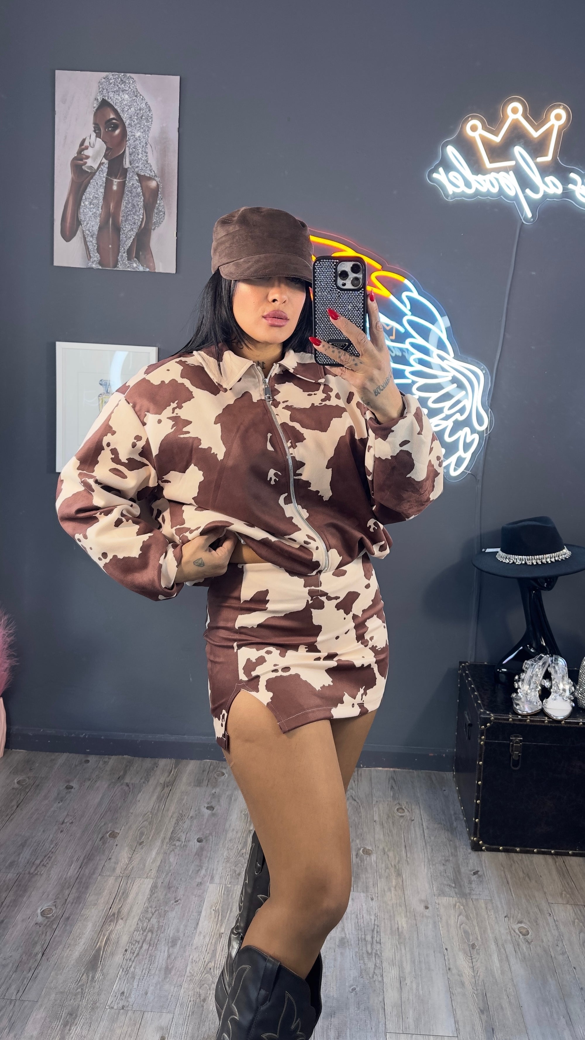 Conjunto de piel de ante premium