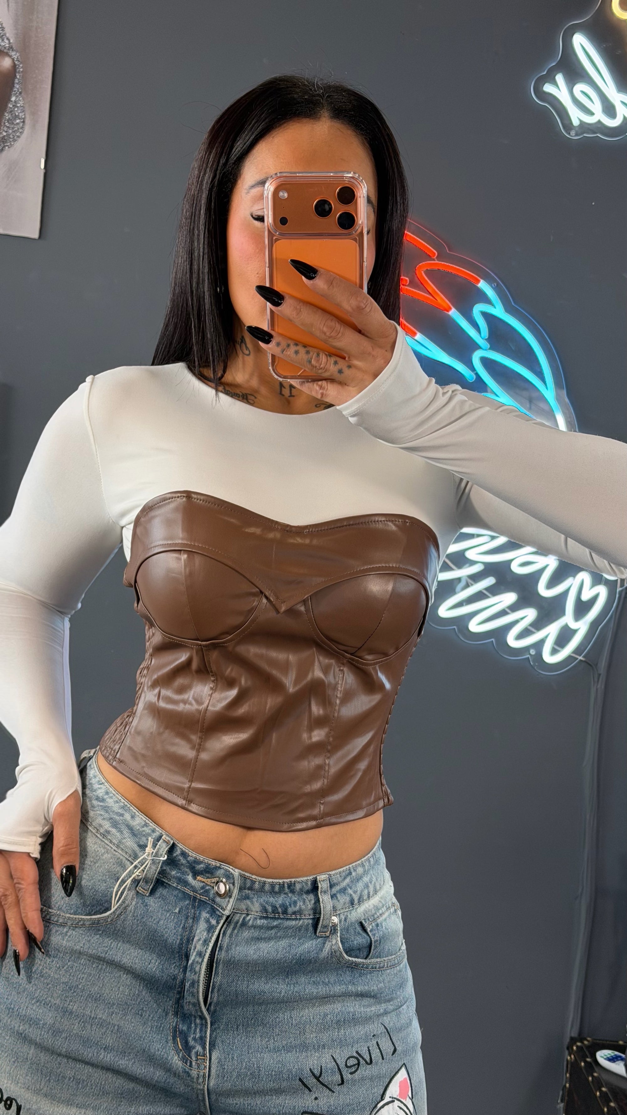 Corset corpiño poli piel