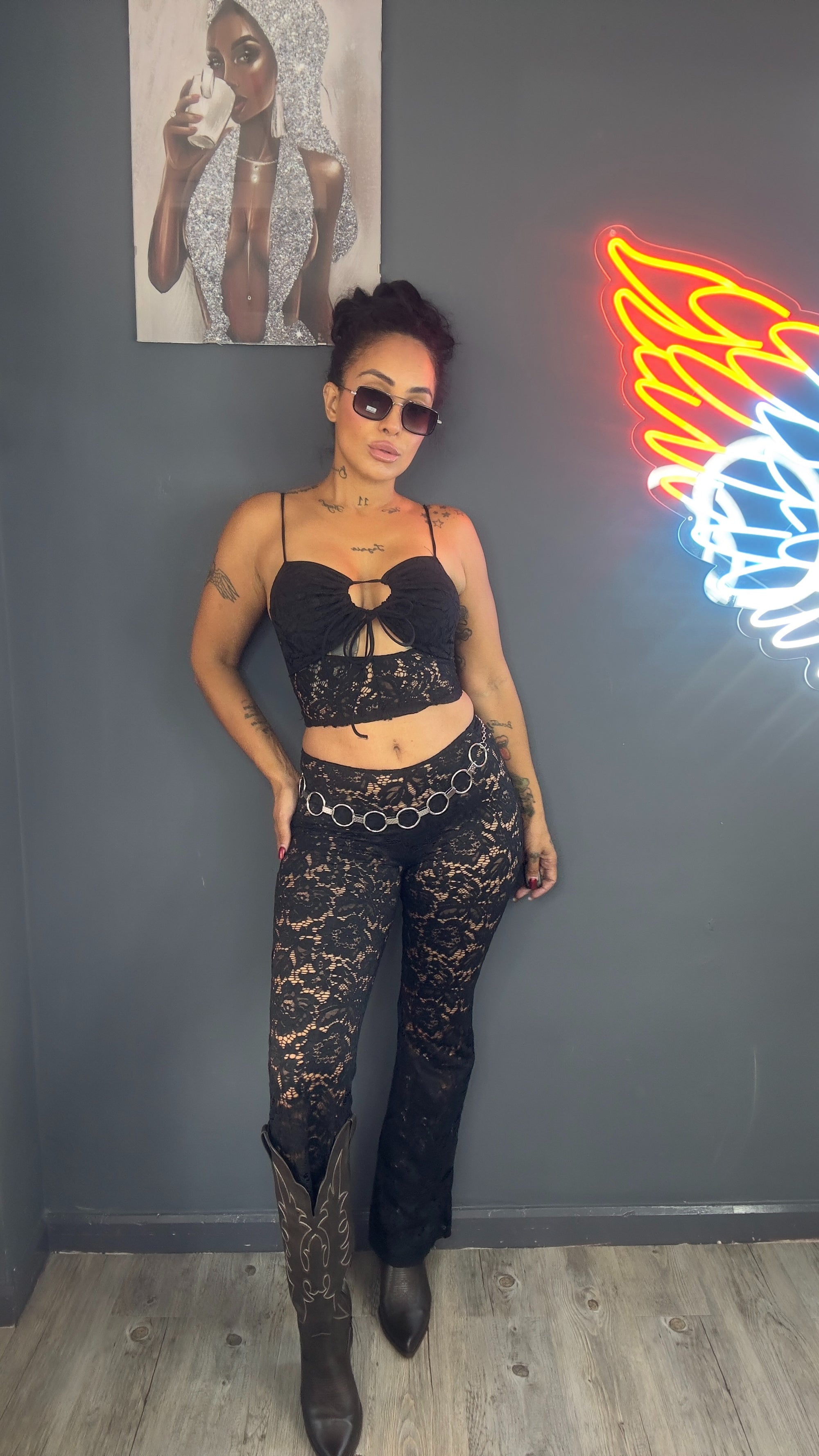 Conjunto encaje, pantalón