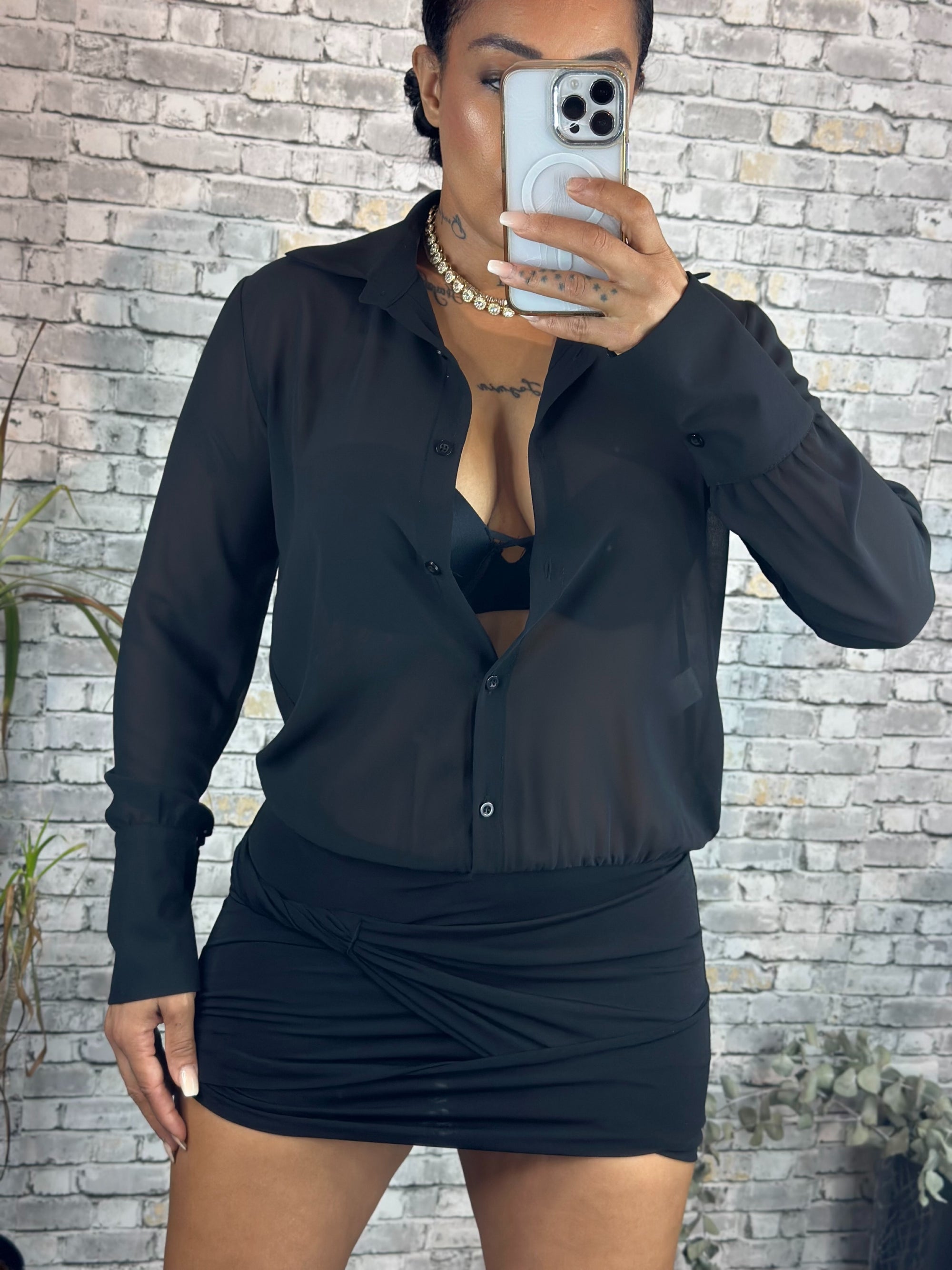 Vestido camisa tull