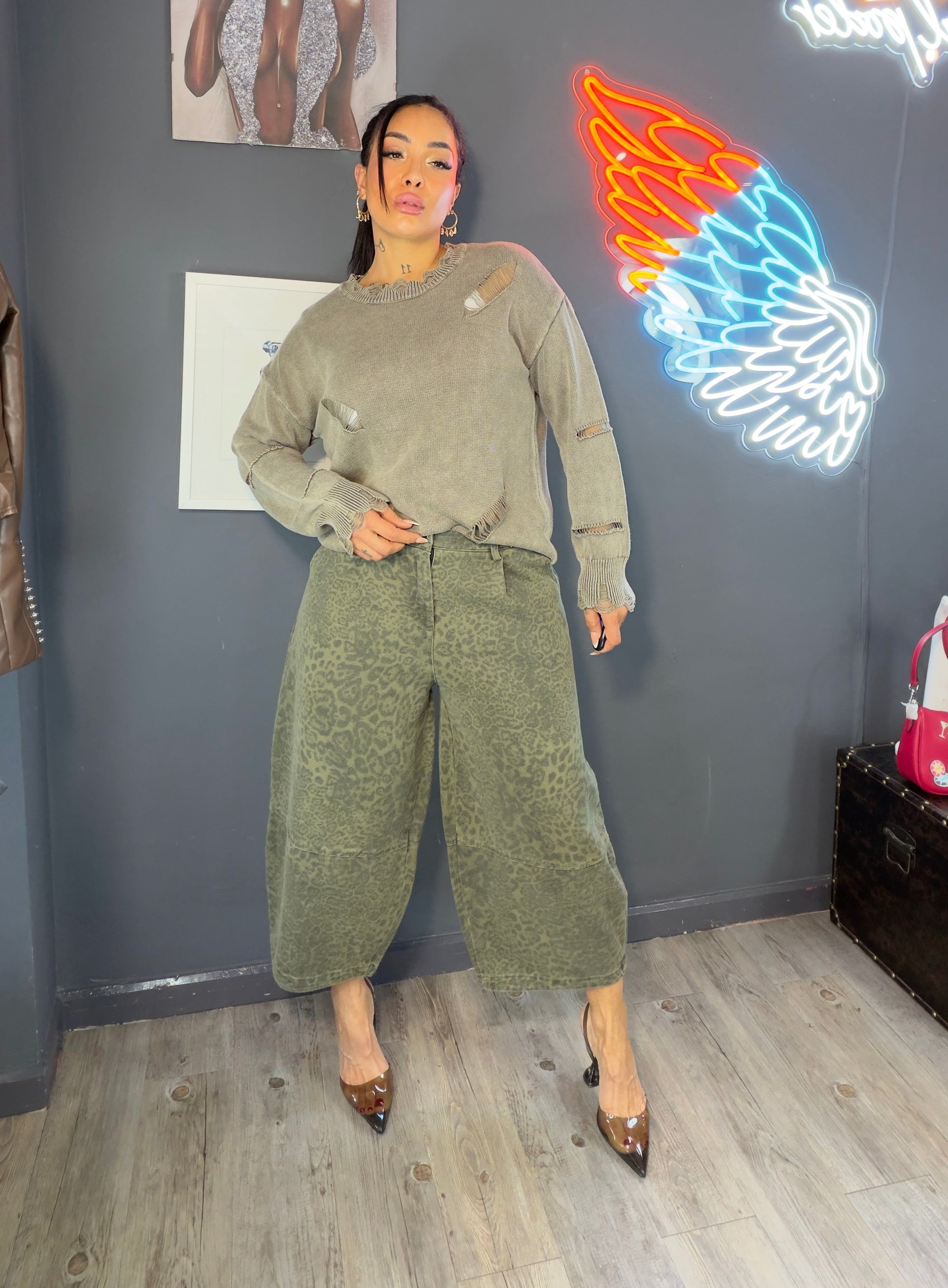 Bermuda vaquera premium Oversize Animal print