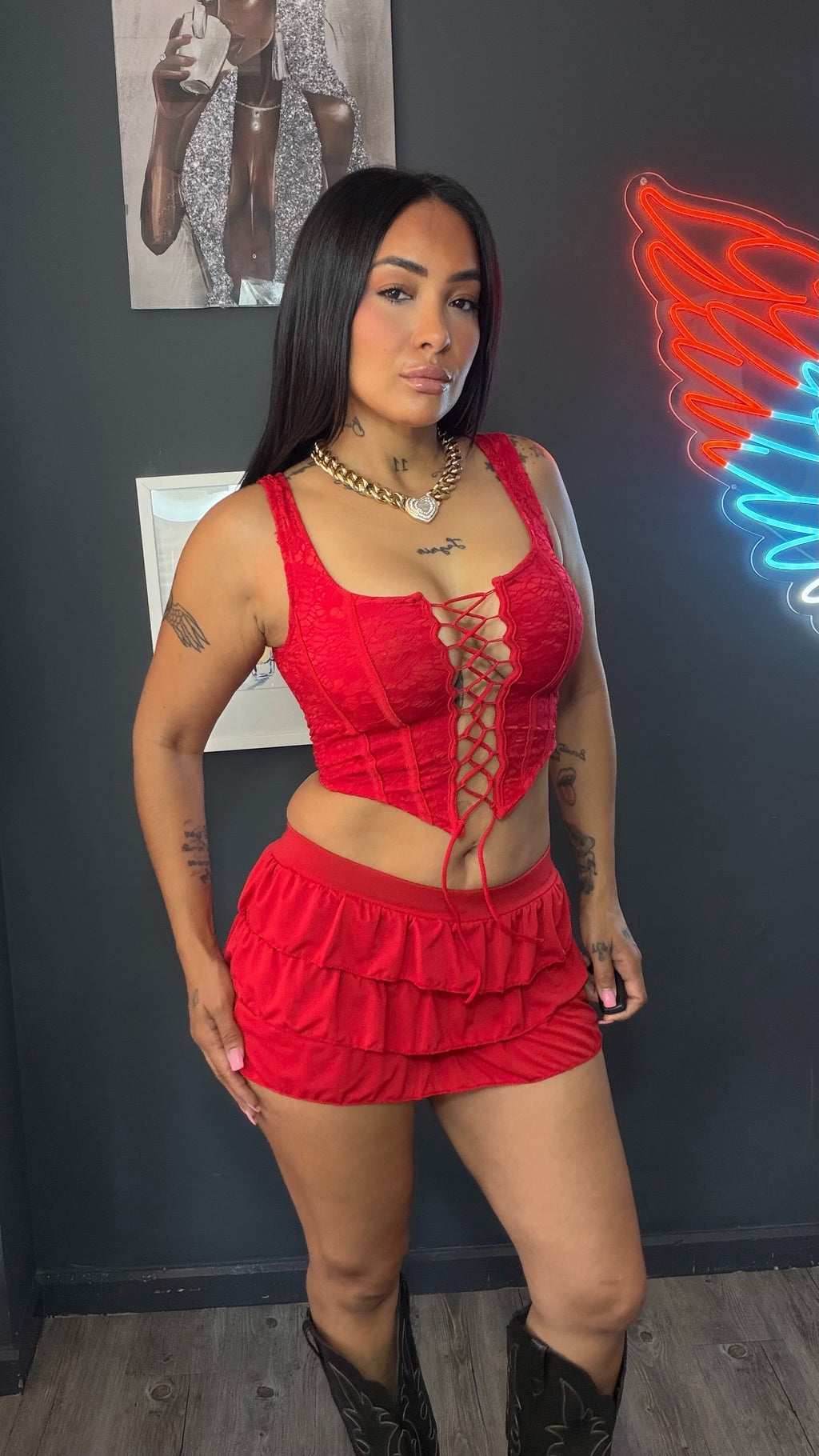 Conjunto corto falda, pantalón