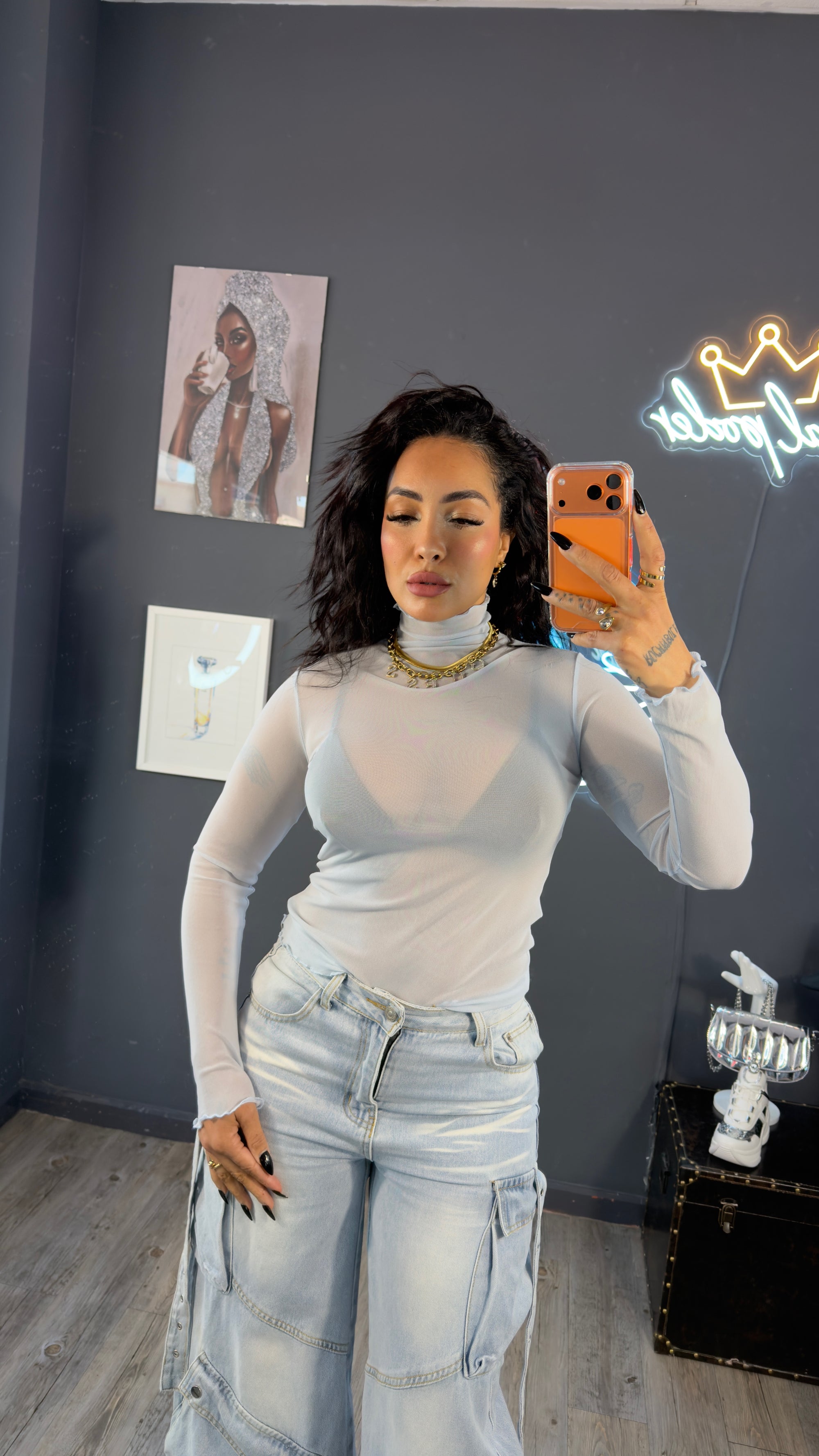 Top cuello tul Mesh Queen 👑