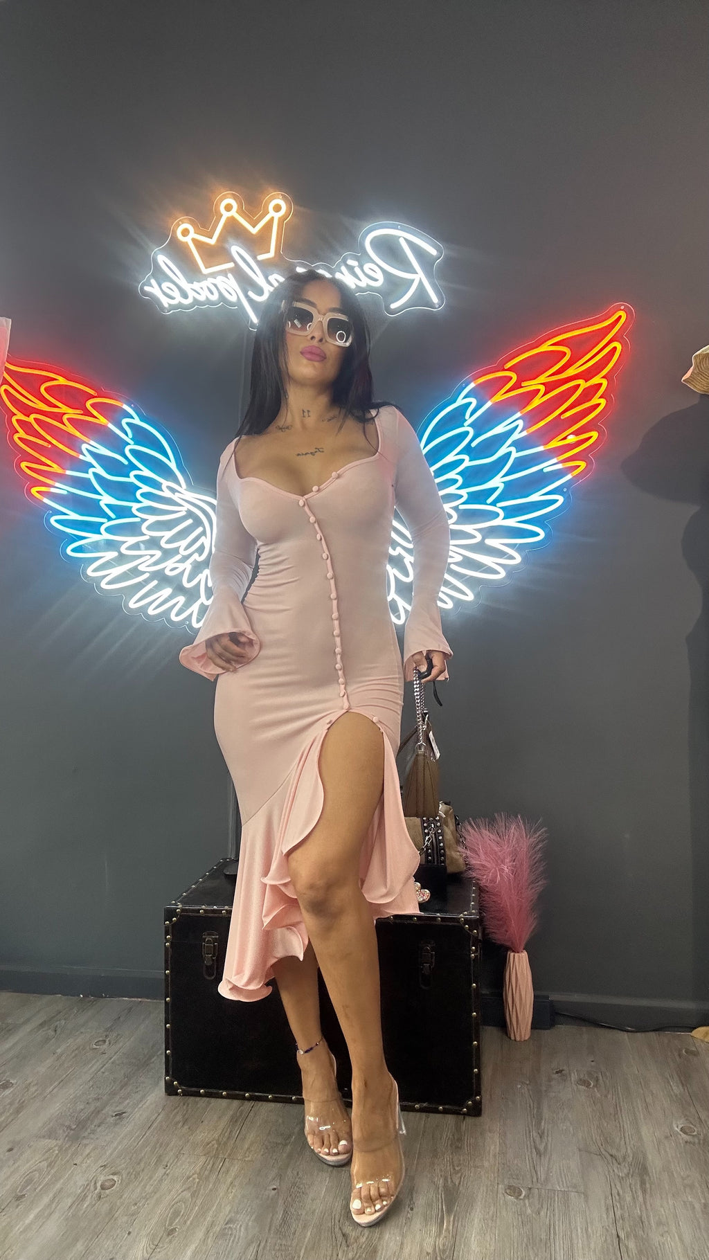 Vestido pétalos mangas