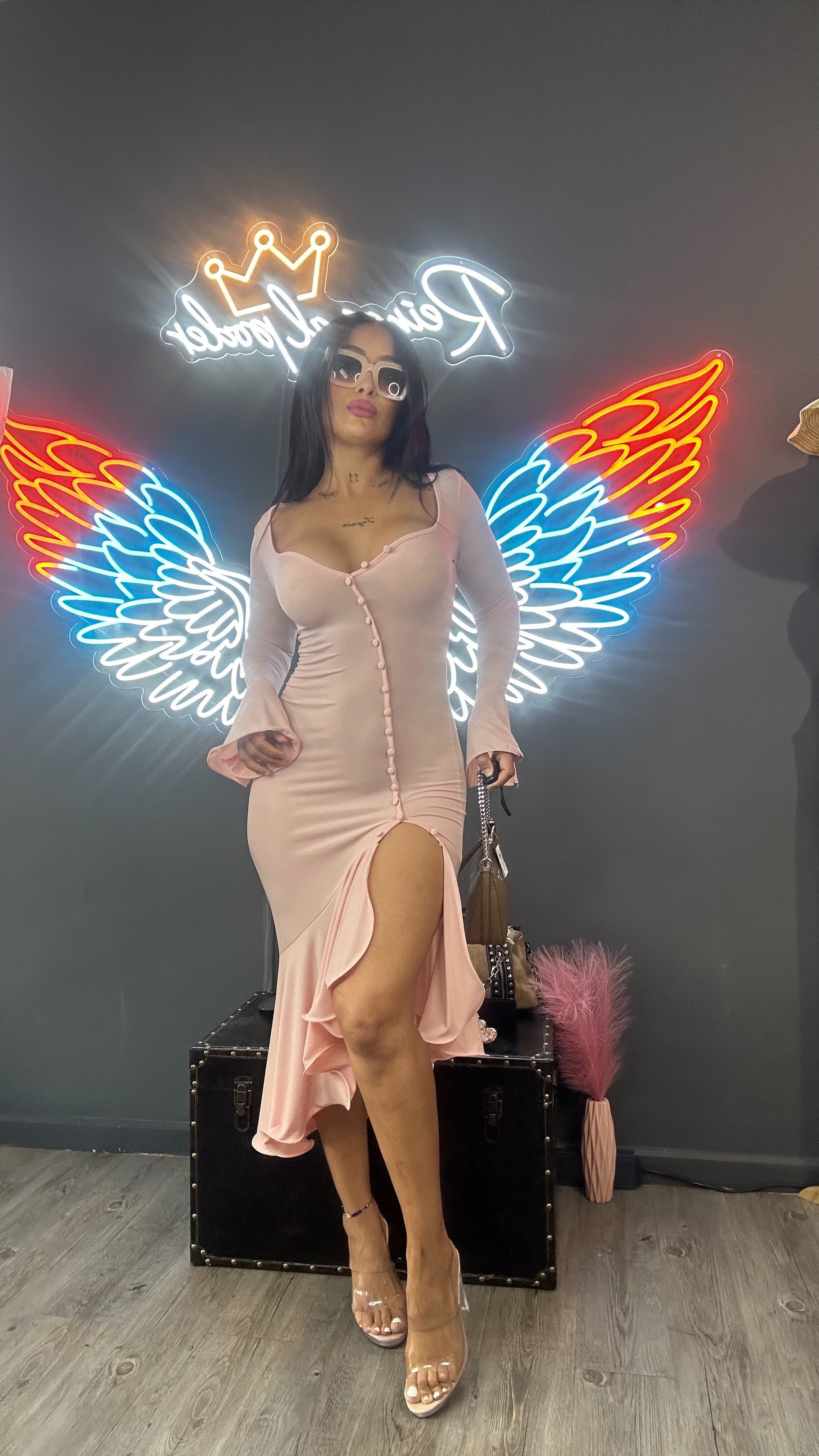 Vestido pétalos mangas