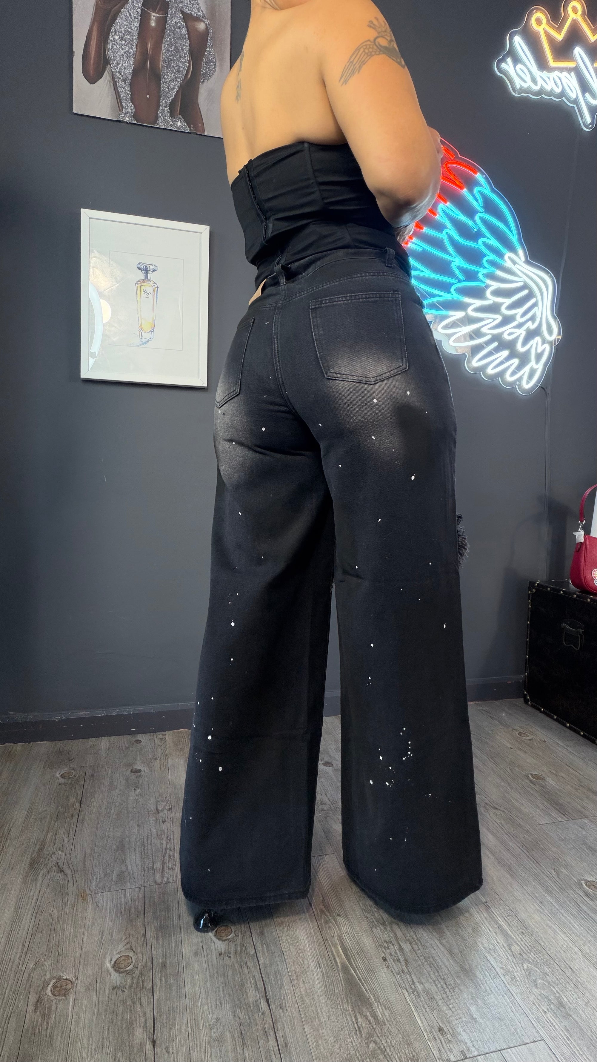 Jeans flecos ancho urban fashion