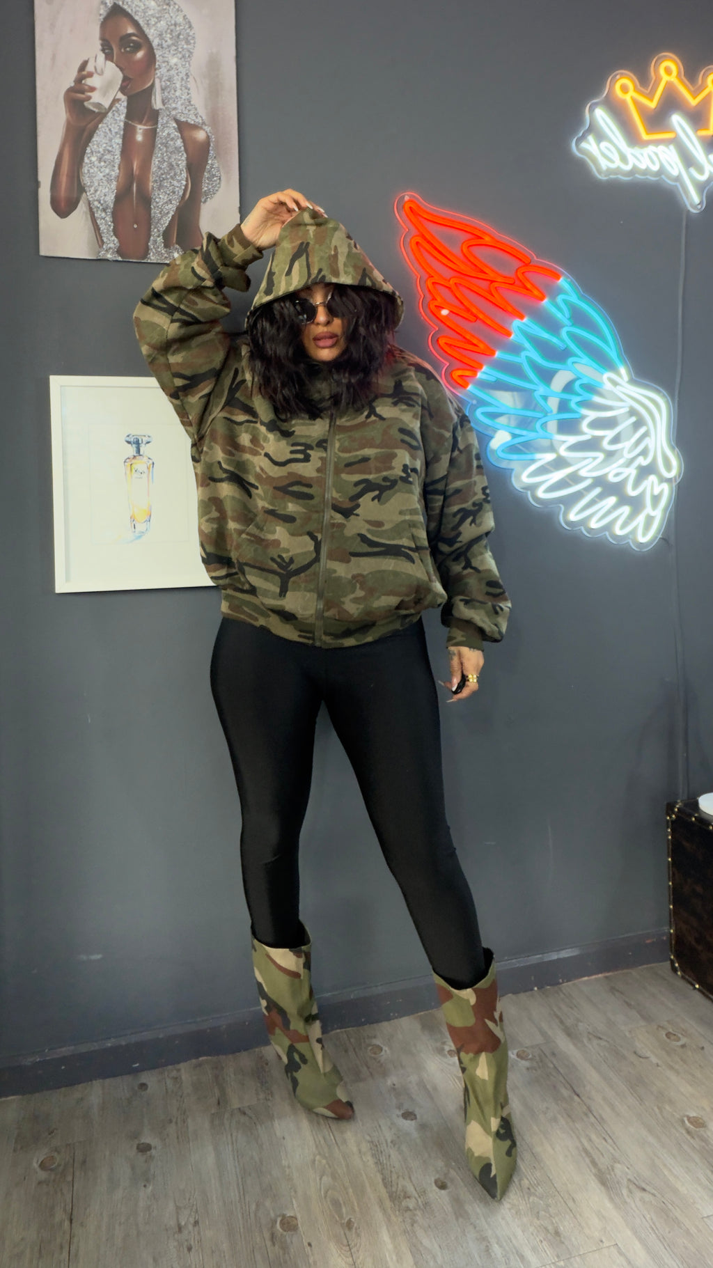 Sudadera algodón camuflaje, térmica, algodón premium