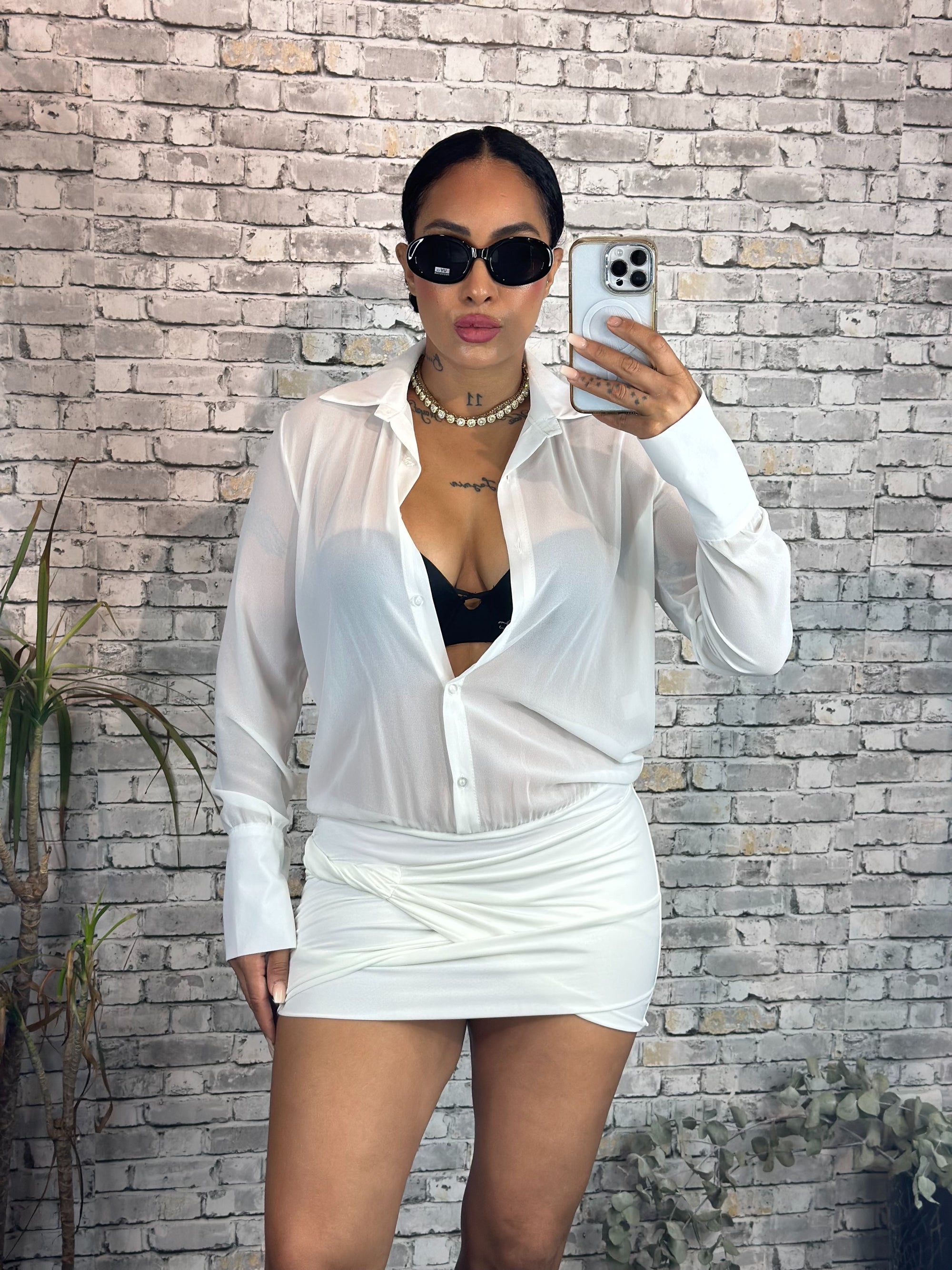 Vestido camisa tull