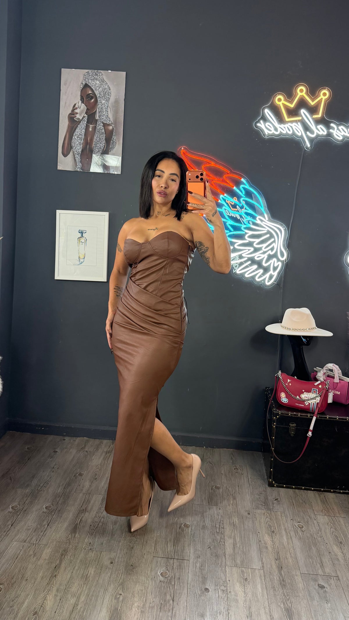 Vestido Silens cuero Corset